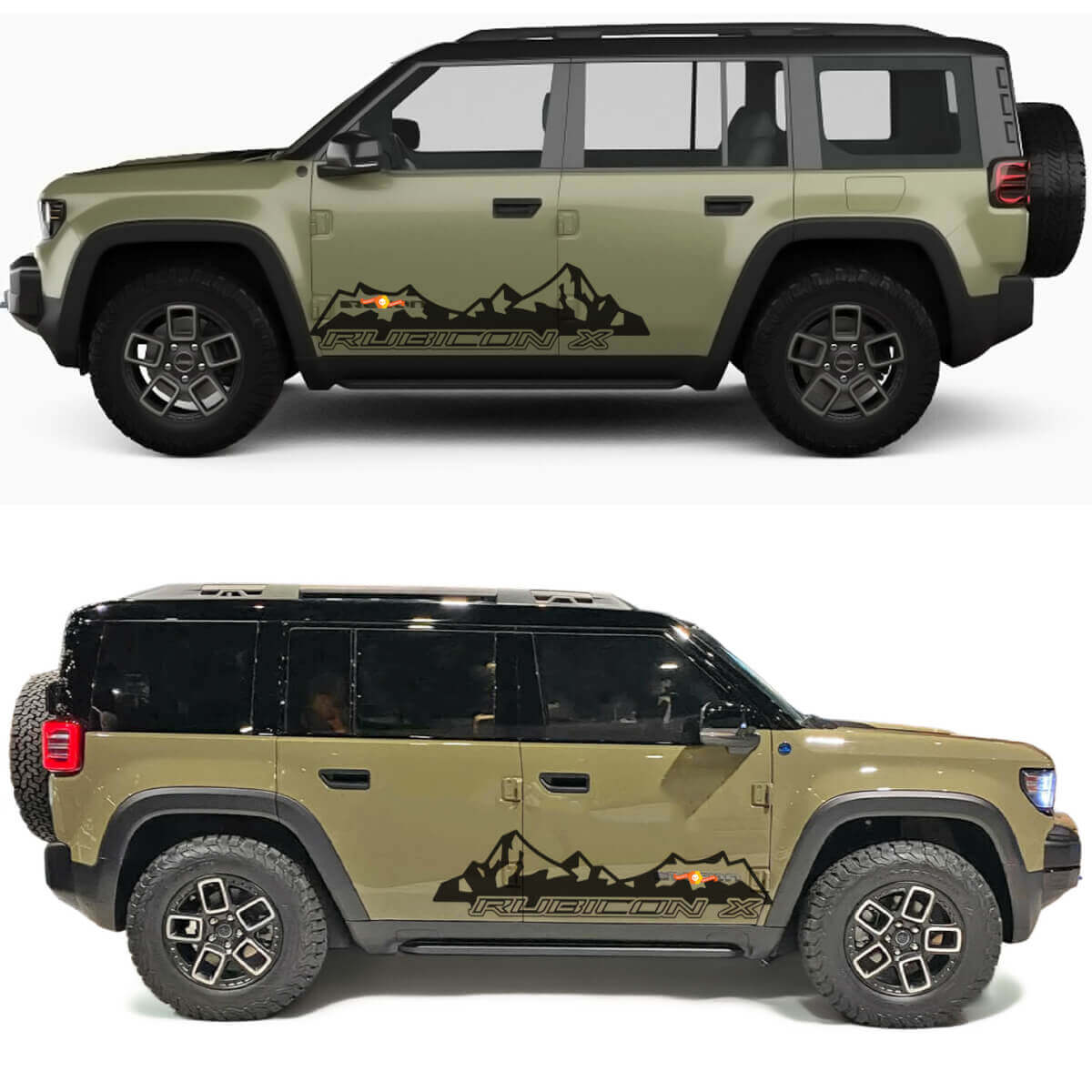 Mountains Silhouette Rubicon X Side Doors Vinyl Decal 2 for Jeep Recon 