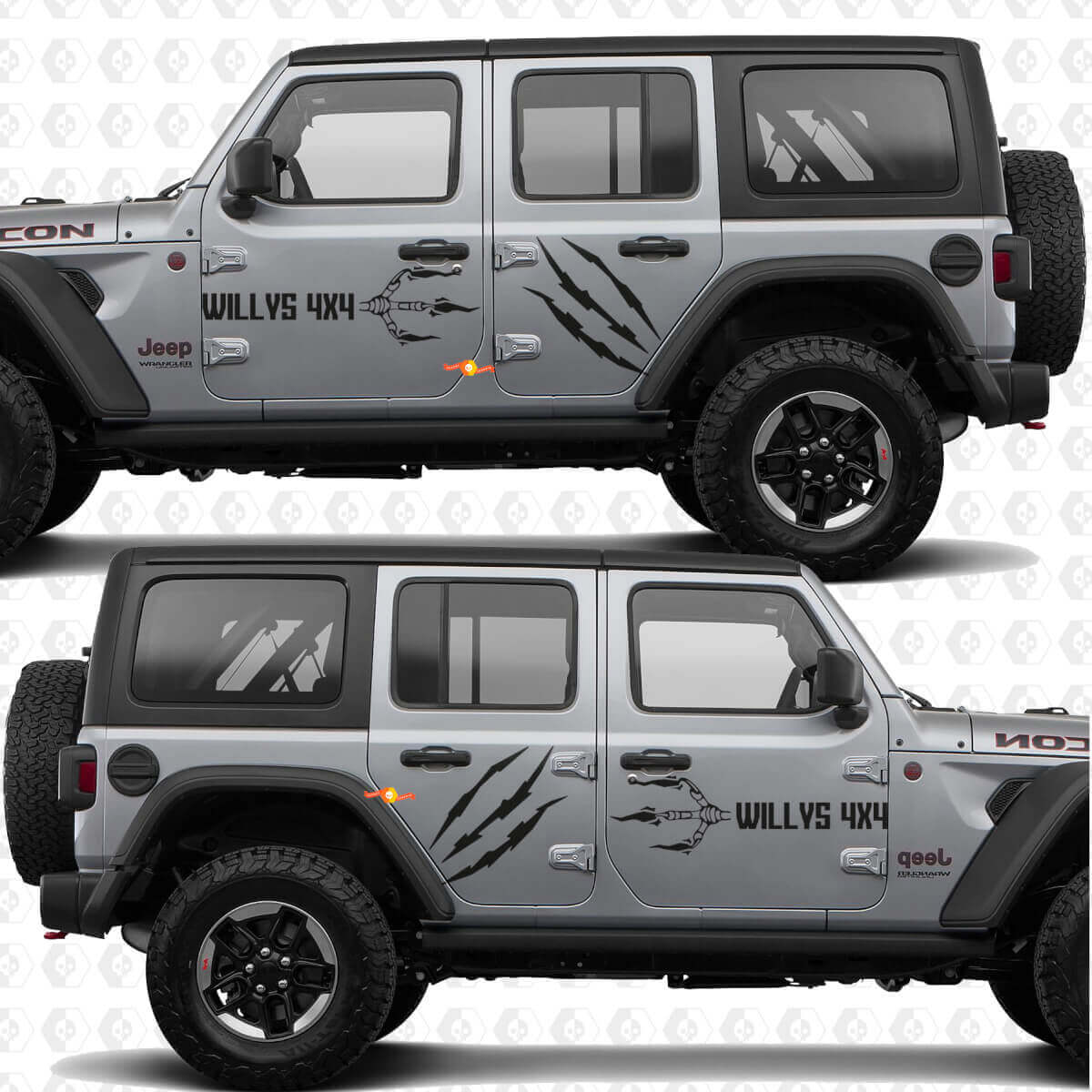 4x4 Claw Marks Willys Side Doors Vinyl decal sticker fit Jeep Wrangler