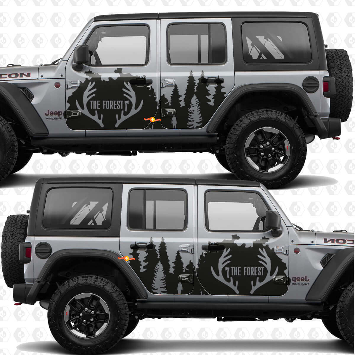 Deer Antlers Forest Line Side Doors Vinyl decal sticker fit Jeep Wrangler