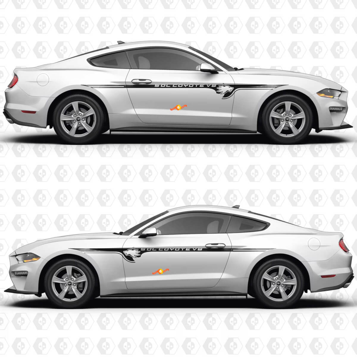 5.0L Coyote V8 Minimal Accent Side Doors Vinyl Decals Stickers for Ford Mustang