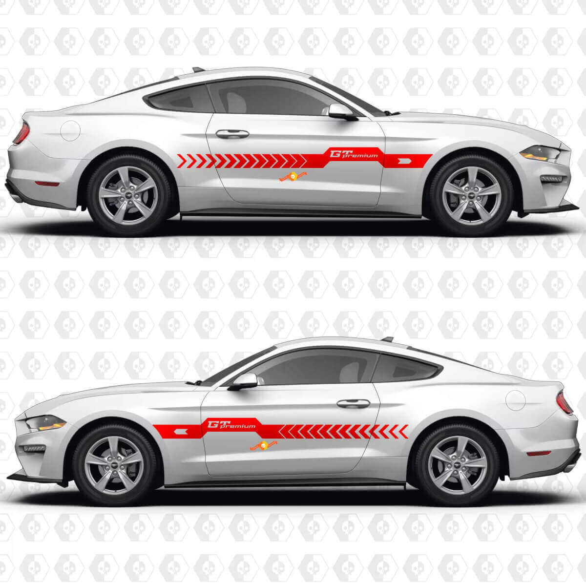 GT Premium Center Thick Stripe Split Side Doors Vinyl Decals Stickers for Ford Mustang