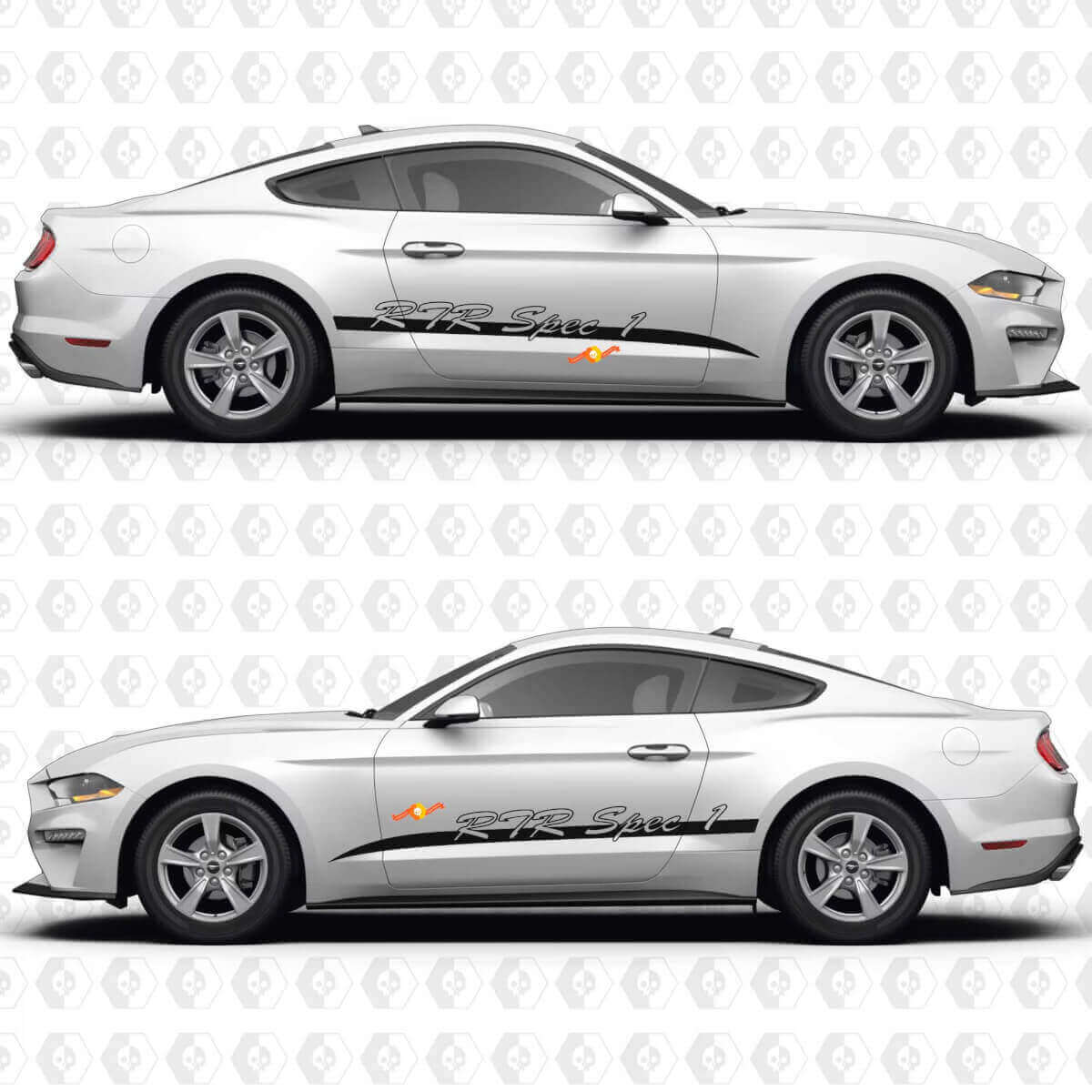 Negative Space Stripe-RTR Spec 1 Side Doors Vinyl Decals Stickers for Ford Mustang
