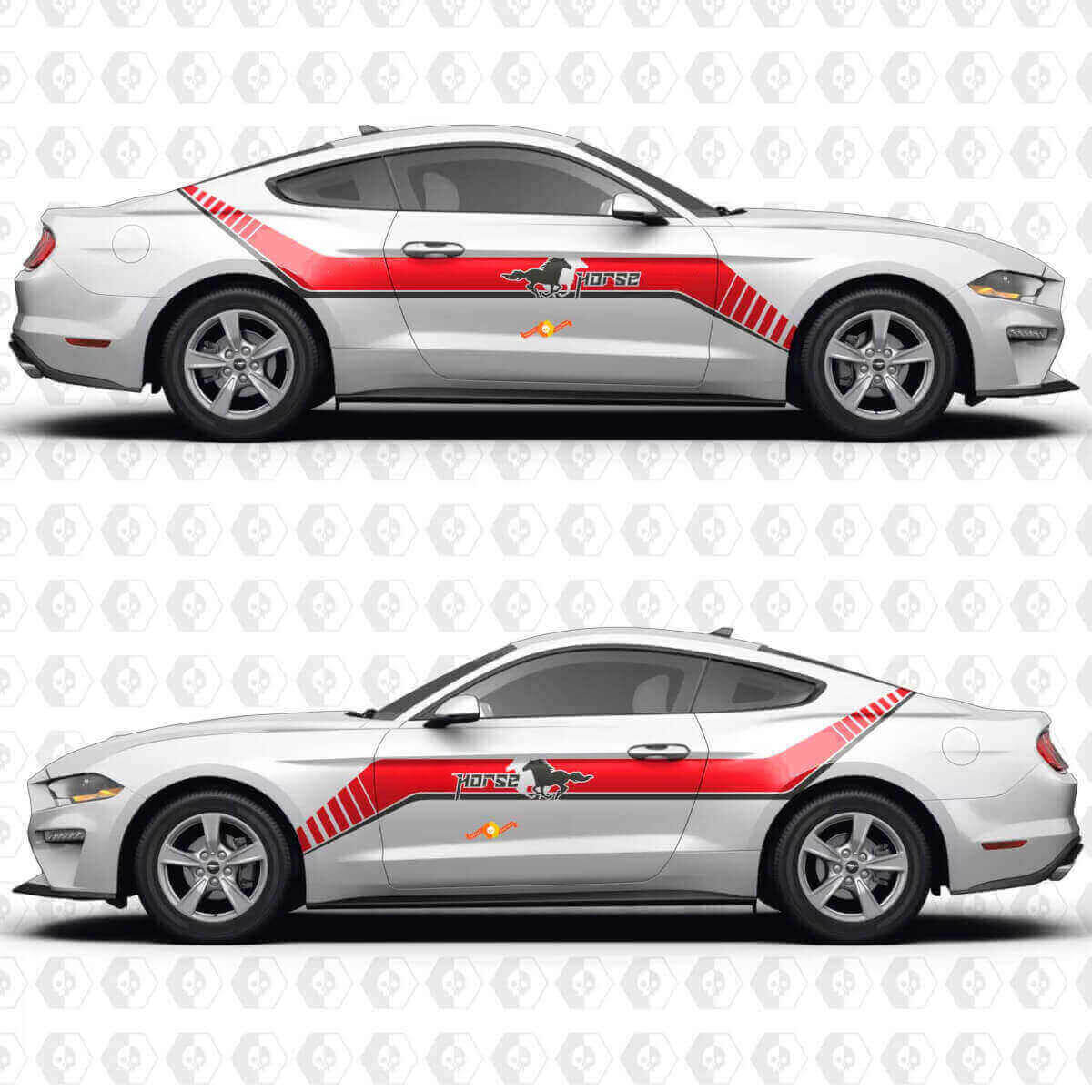 Horse Offset Stripe Side Doors Vinyl Decal Sticker Graphics for Musclecar Musclecarmodel