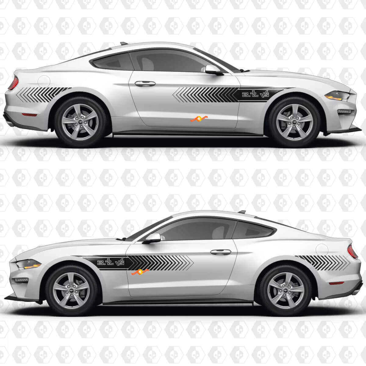 Speed Line Pattern 3.7L V6 Side Doors Vinyl Decals Stickers for Ford Mustang