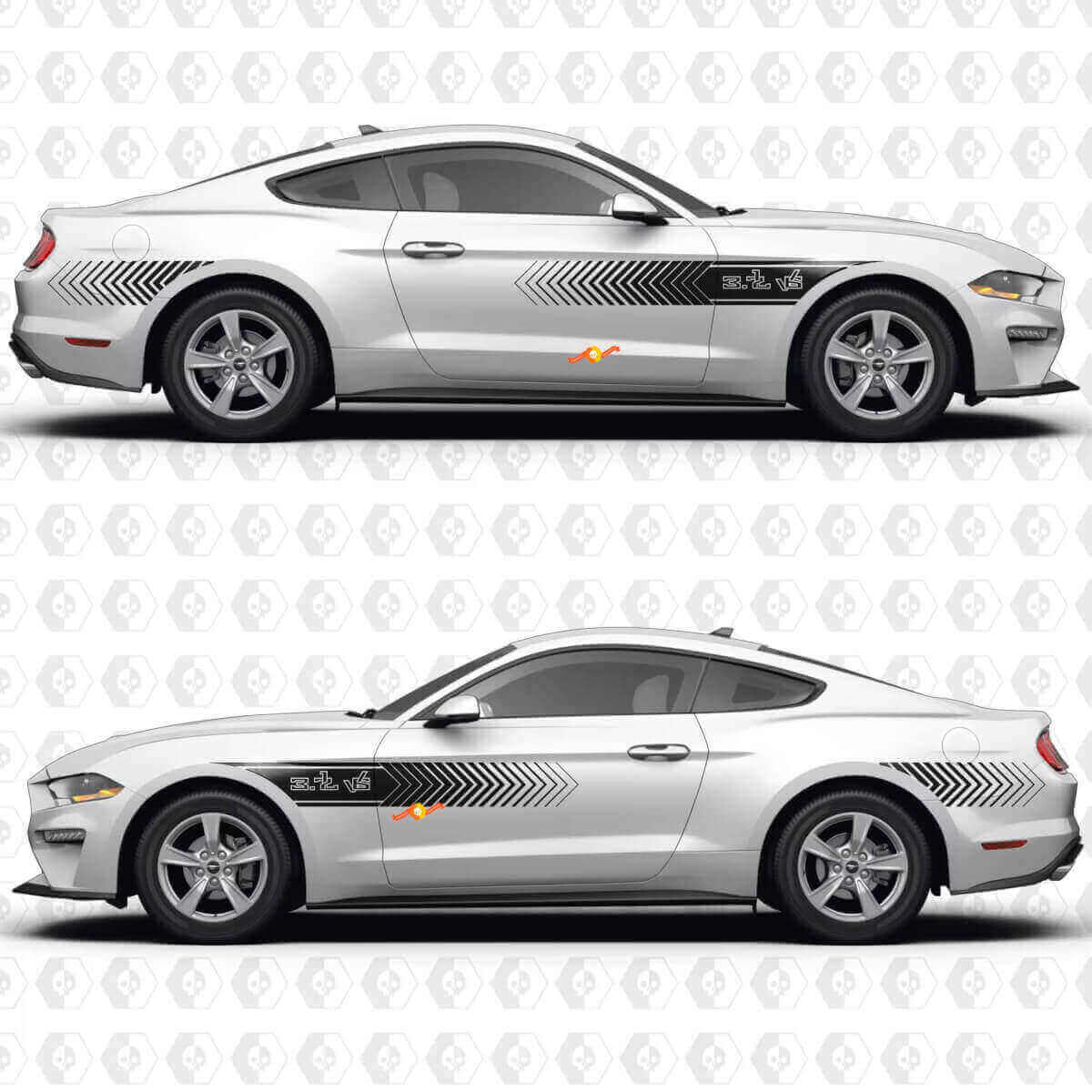3.7L V6 Speed Line Side Doors Vinyl Decal Sticker Graphics for Ford Mustang