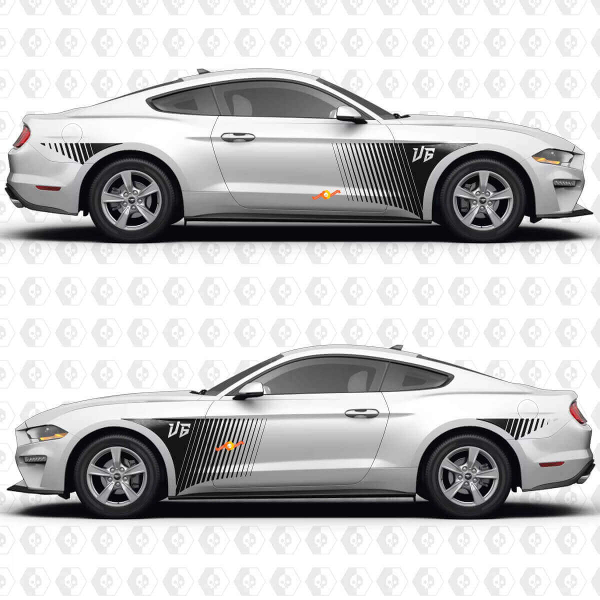 Speed Line Pattern V6 Side Doors Vinyl Decals Stickers for Ford Mustang