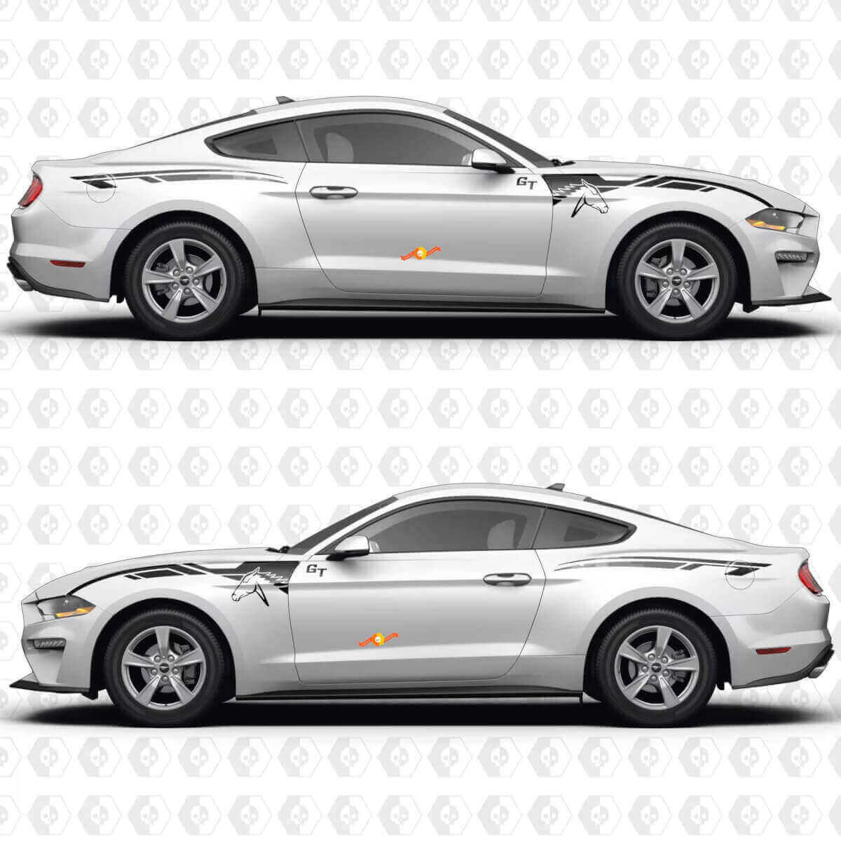 GT Aero Flow Stripes Front Fender and Rear Quarter Panel Vinyl Decals Stickers for Ford Mustang