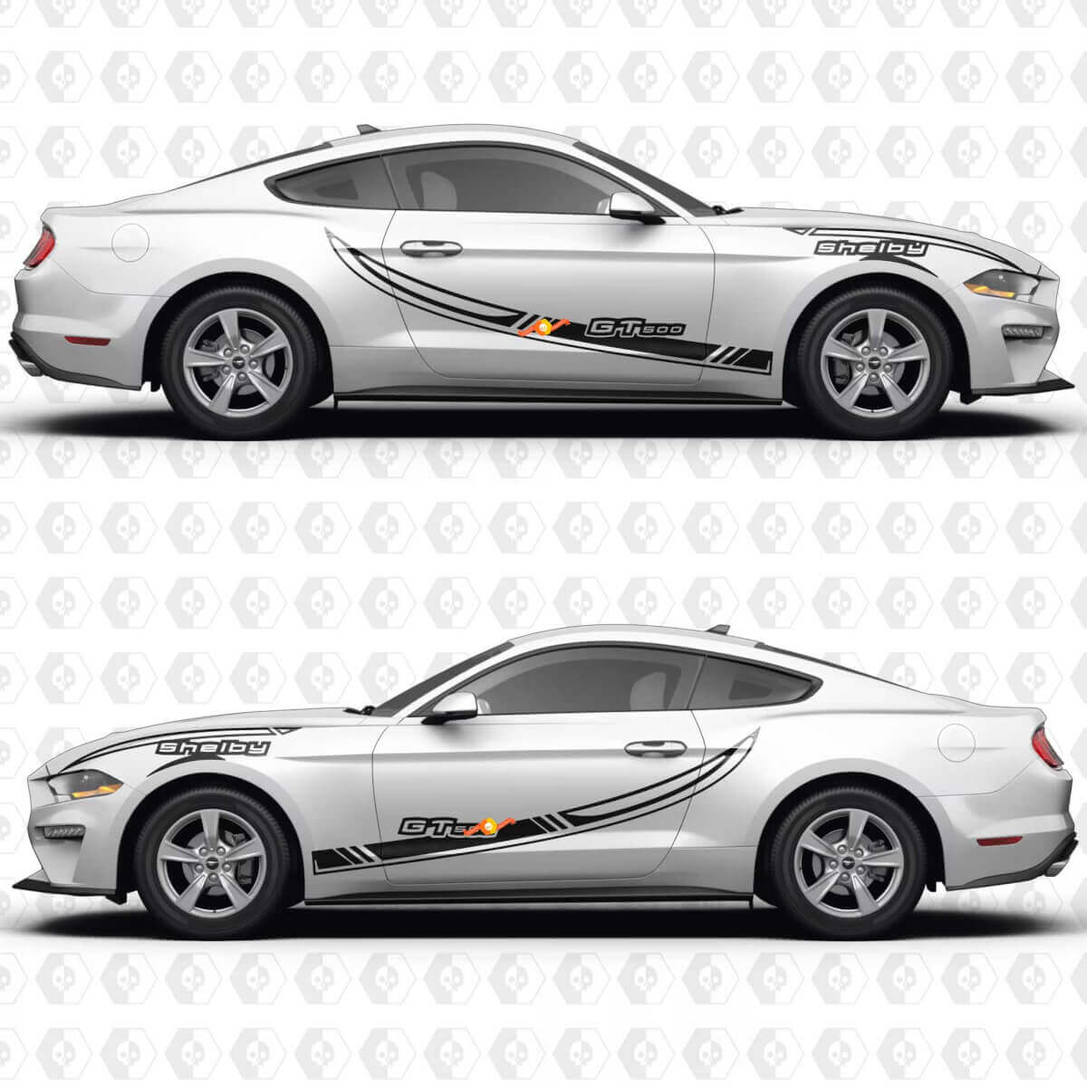 Split Blade Stripes Shelby GT500 Side Door Vinyl Decals Stickers for Ford Mustang
