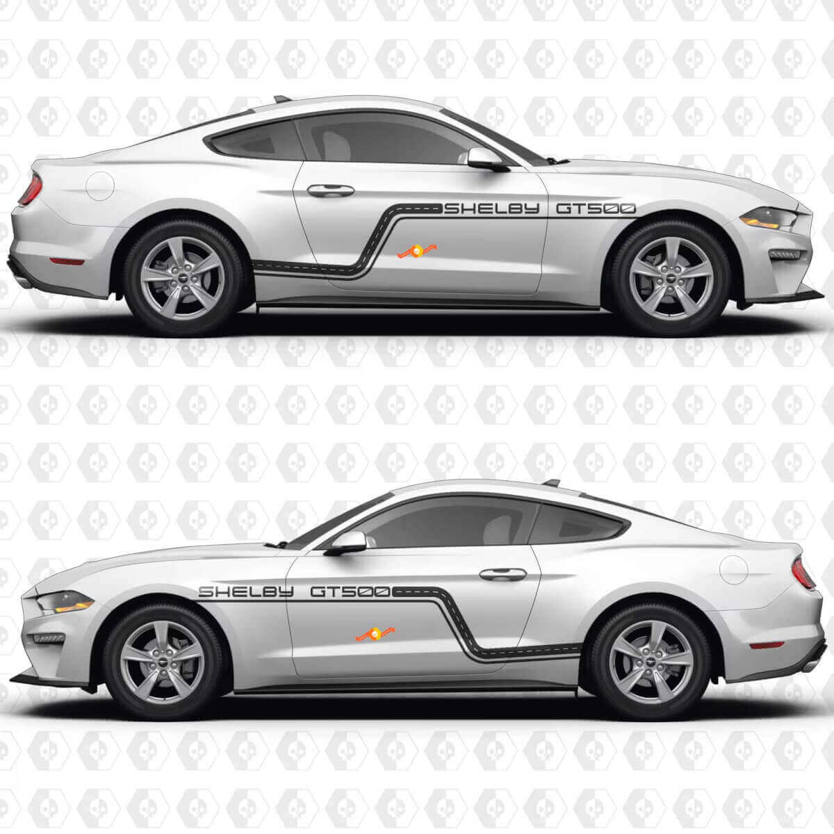 Track Inspired GT500 Stripe Side Door Vinyl Decals Stickers for Ford Mustang