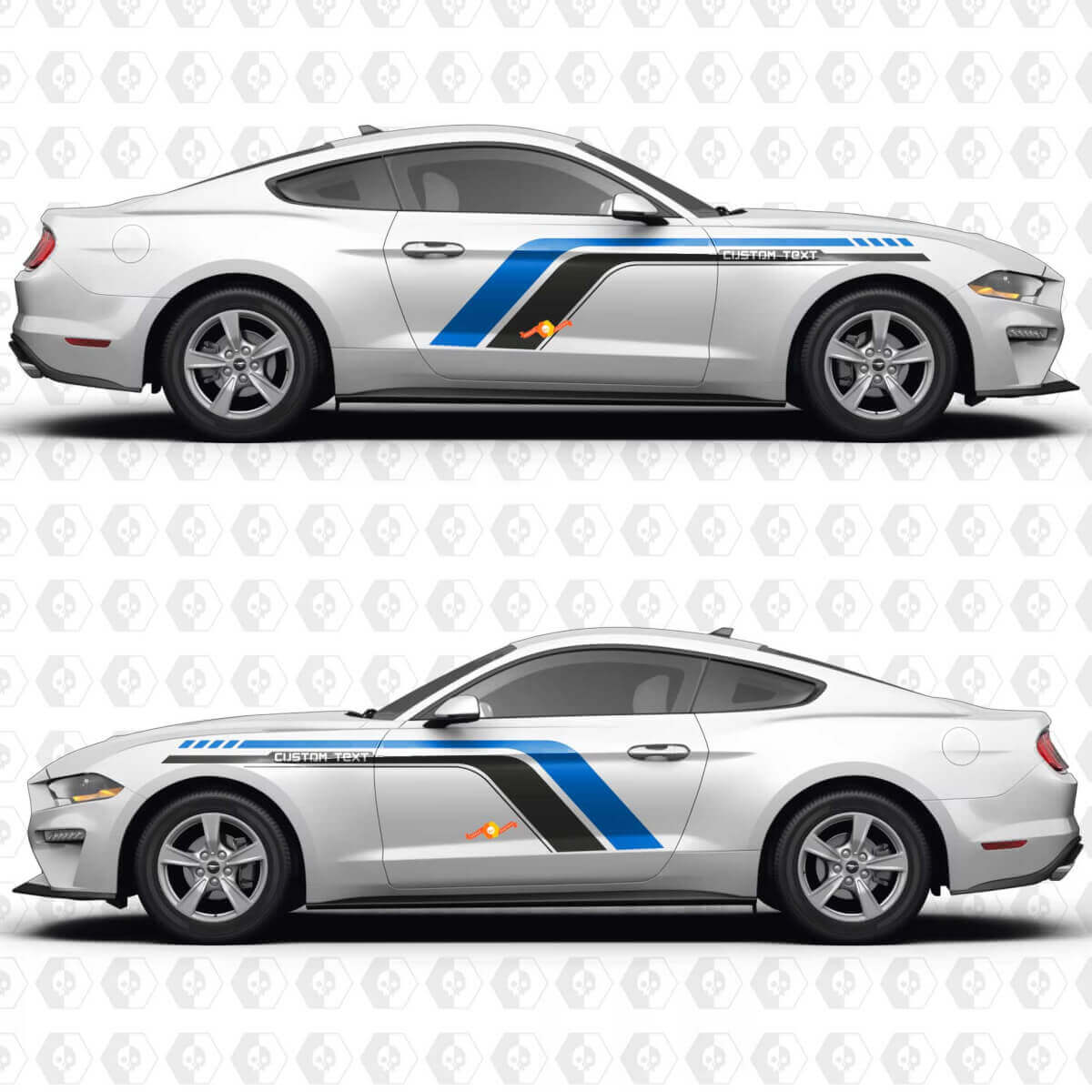 Vintage Racing Blocks Custom Text Side Door Vinyl Decals Stickers for Ford Mustang