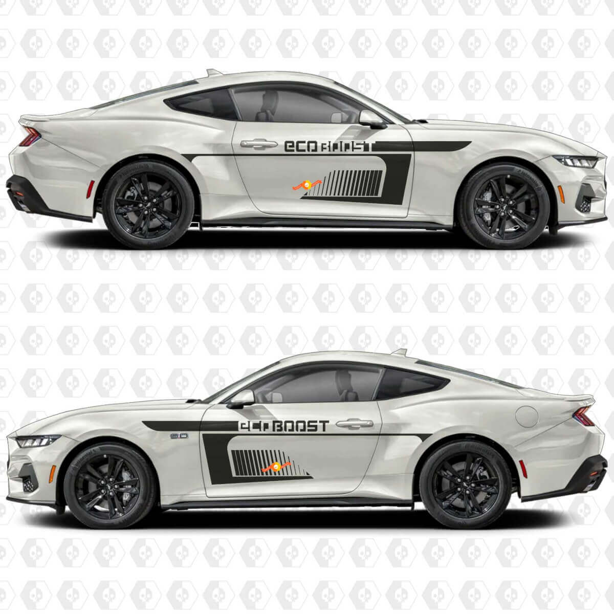 Negative Space Stripe EcoBoost Side Door Vinyl Decals Stickers for Ford Mustang