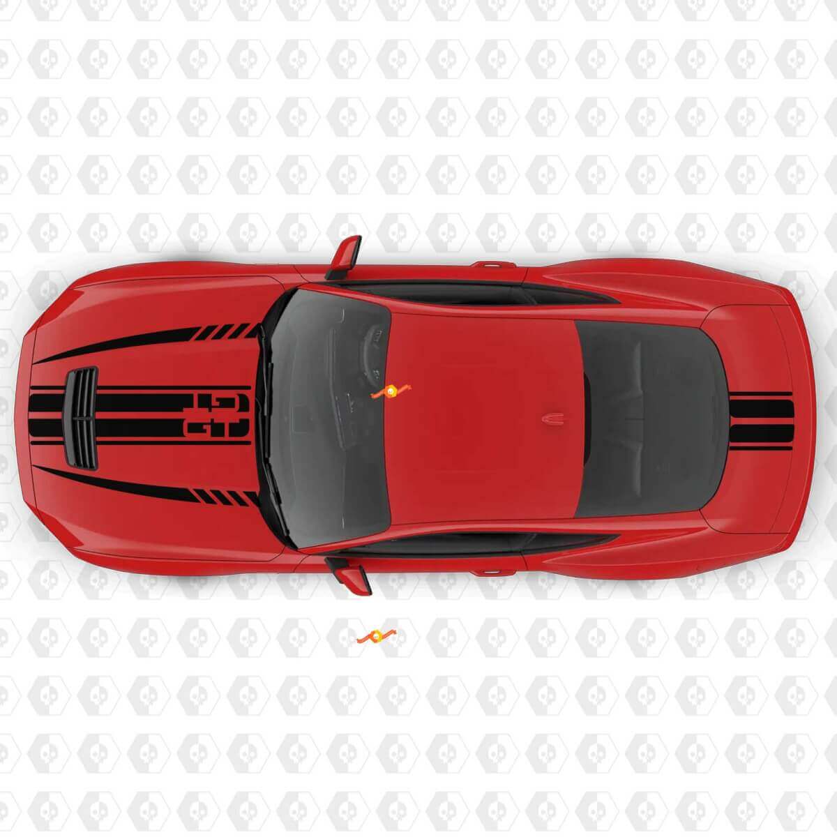 GT Symmetric Muscle Stripes Hood Trunk Vinyl Decals Stickers for Ford Mustang