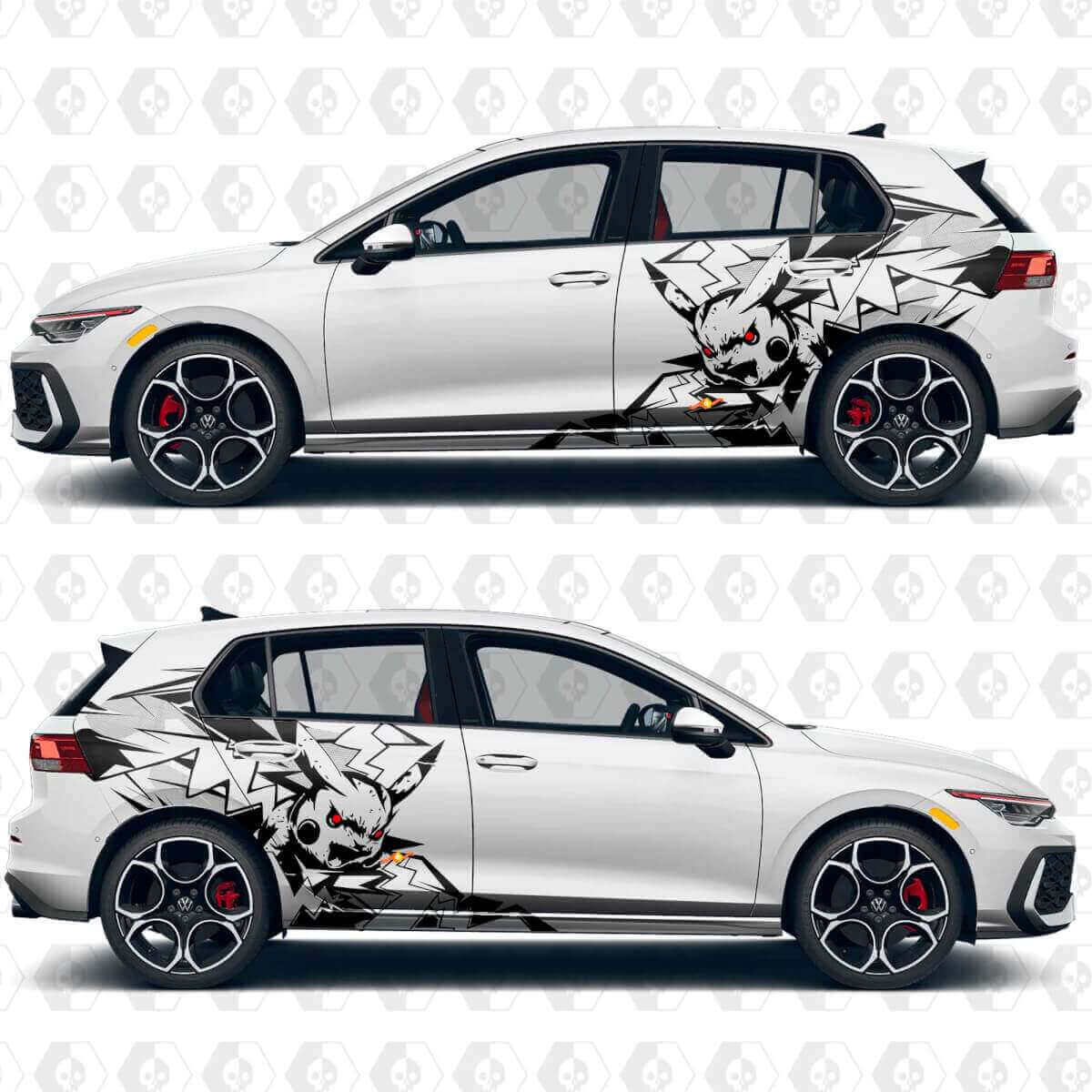 Pikachu Lightning Rear Quarter Vinyl Decal Kit for Volkswagen Golf 