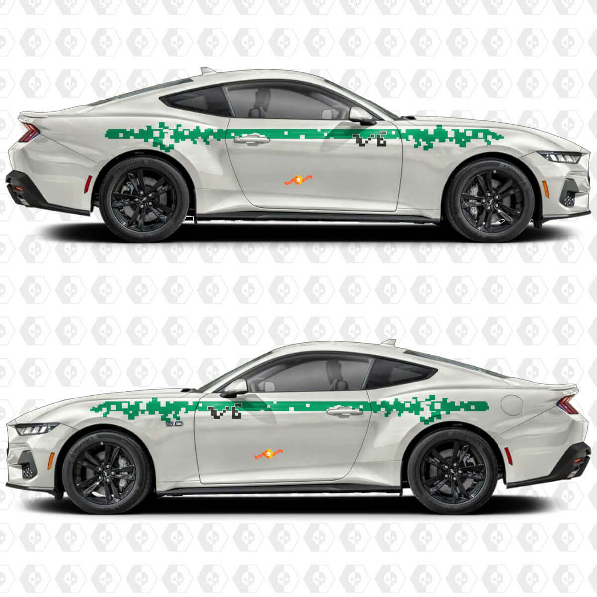Digital Pixel Stripe Side Door Vinyl Decal Sticker Graphics for Ford Mustang