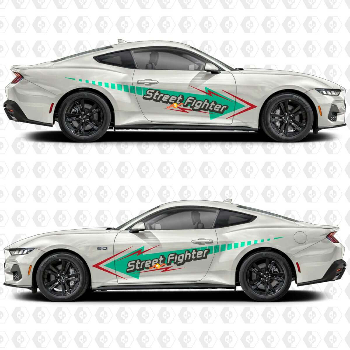 Street Fighter Style Side Door Vinyl Decal Sticker Graphics for Ford Mustang