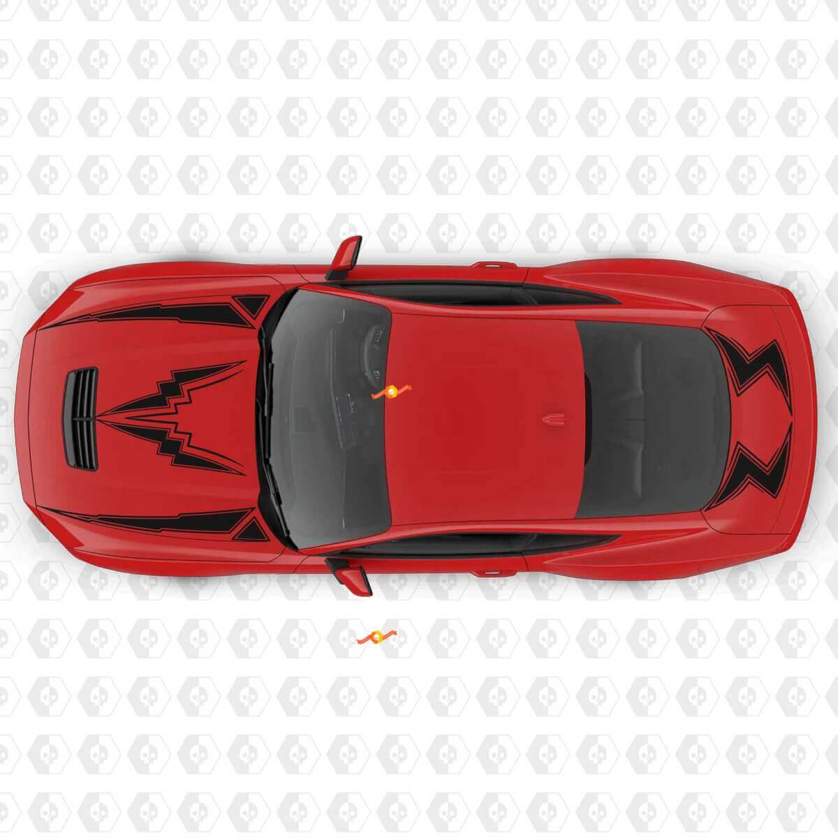 Lightning Bolt Stripe Hood and Trunk Vinyl Decal Sticker Graphics for Ford Mustang