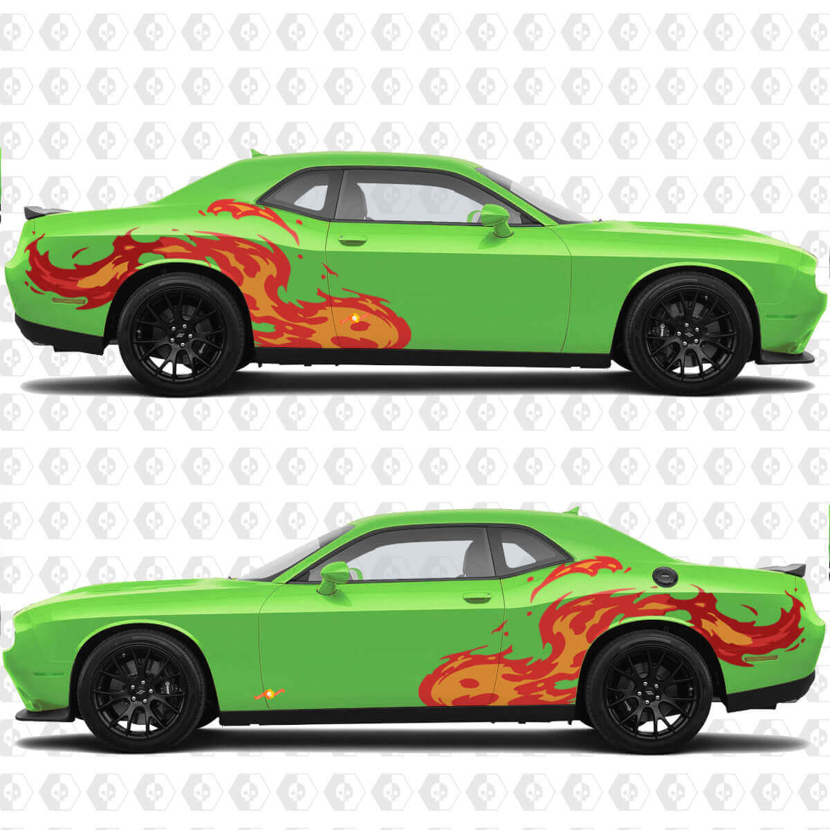 Tongues Of Flame Side Doors Rear Fenders Vinyl Decals Stickers for Dodge Challenger