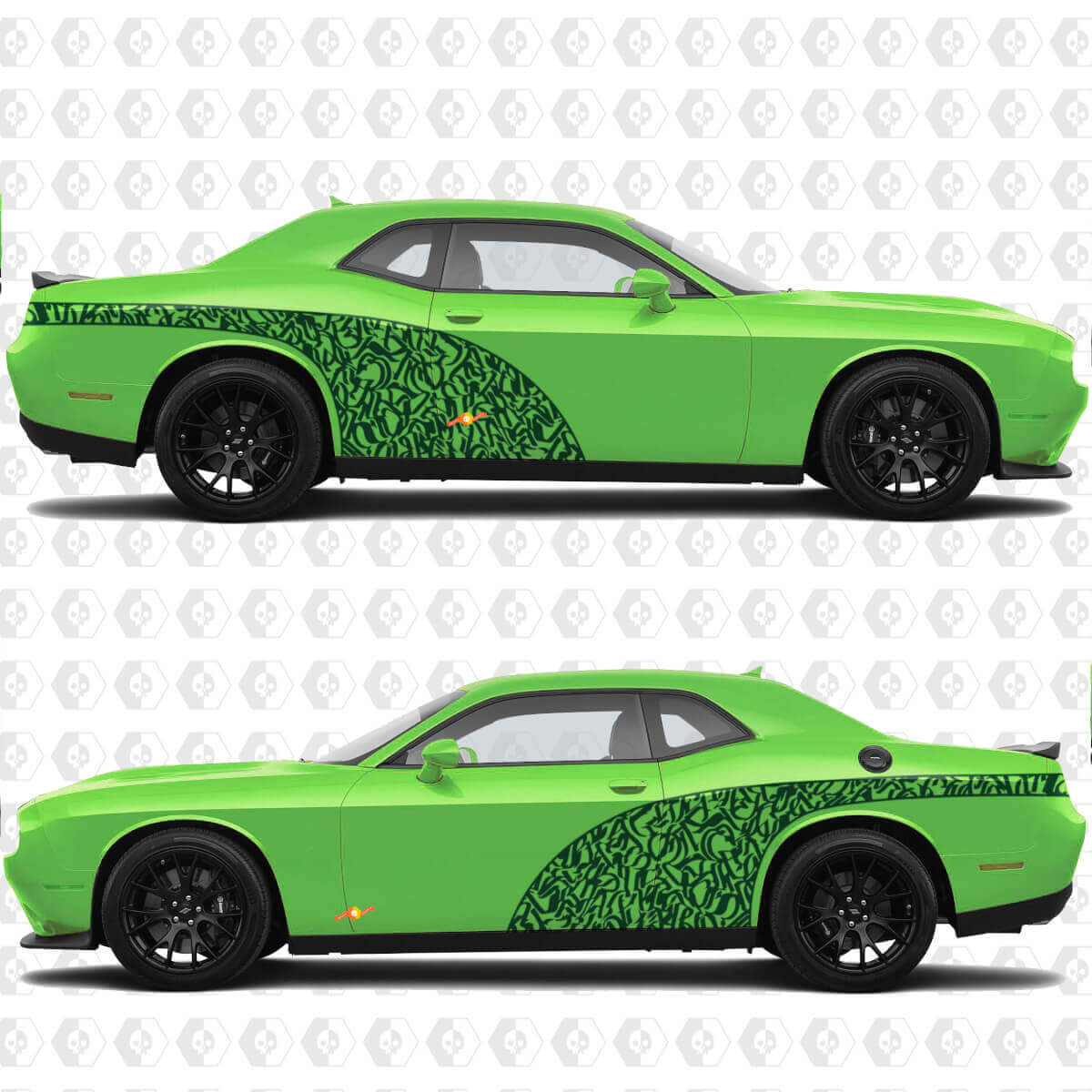 Graffity Style Arc Side Doors Rear Fenders Vinyl Decals Stickers for Dodge Challenger