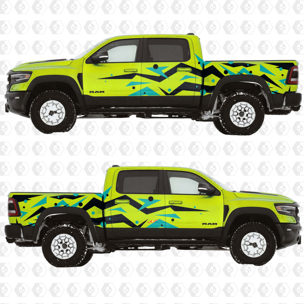 Geometric Abstract Graphics Side Doors Rear Fenders Vinyl Decals Stickers for Dodge RAM-1500 TRX