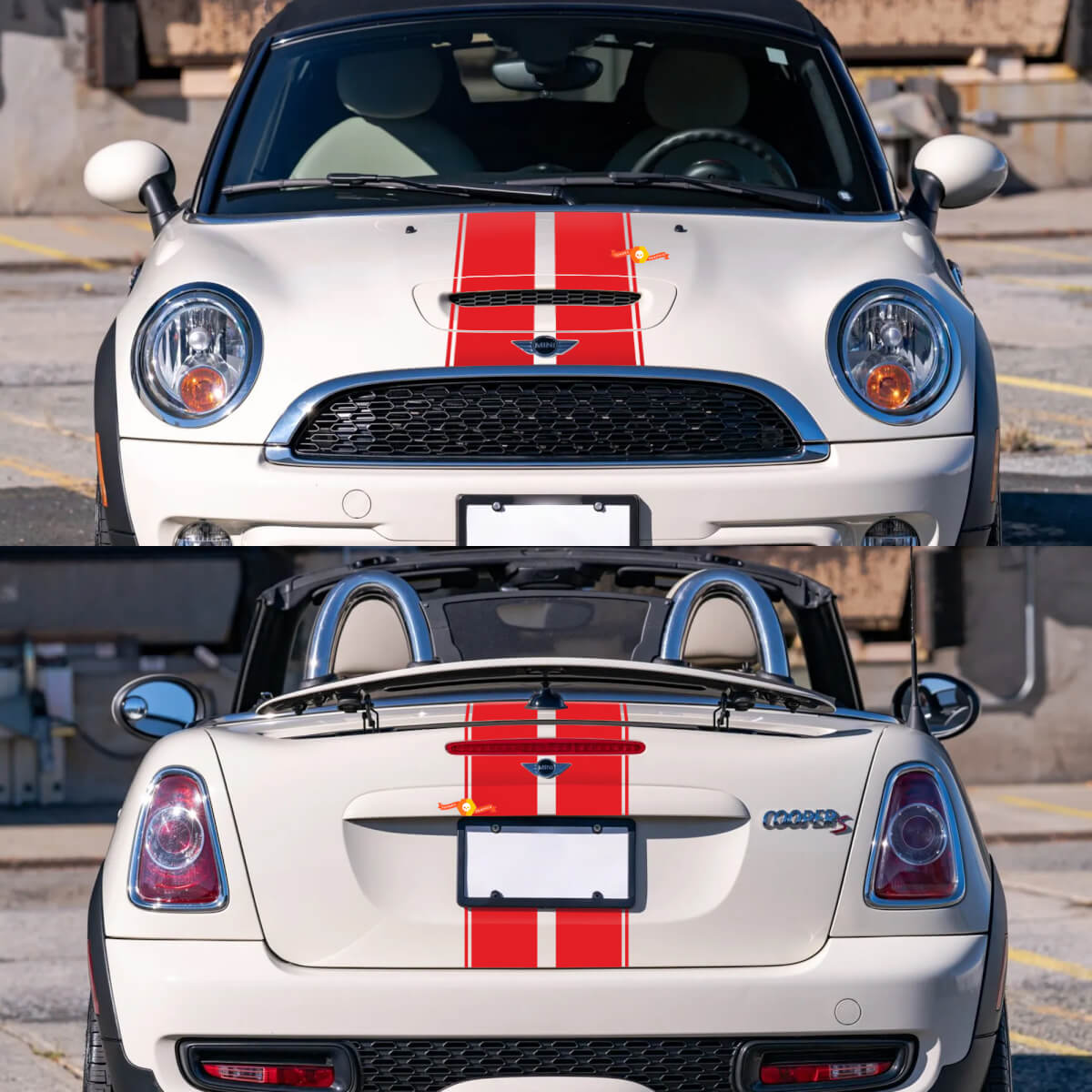 Racing Stripes Hood Rear Vinyl Decals Stickers for Mini Cooper R59