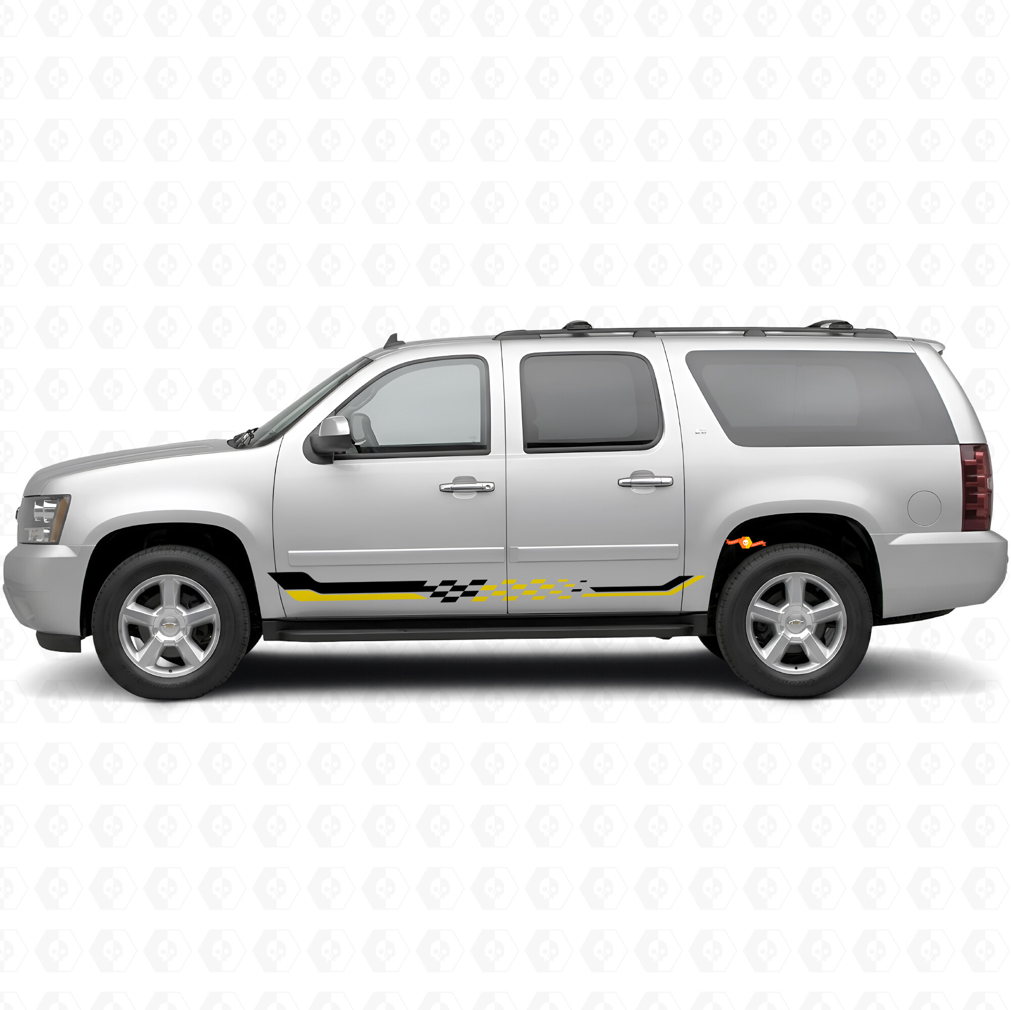 Checkered Racing Door & Rocker Panel Vinyl Stripes for Chevrolet Suburban GMT900 2007-2014