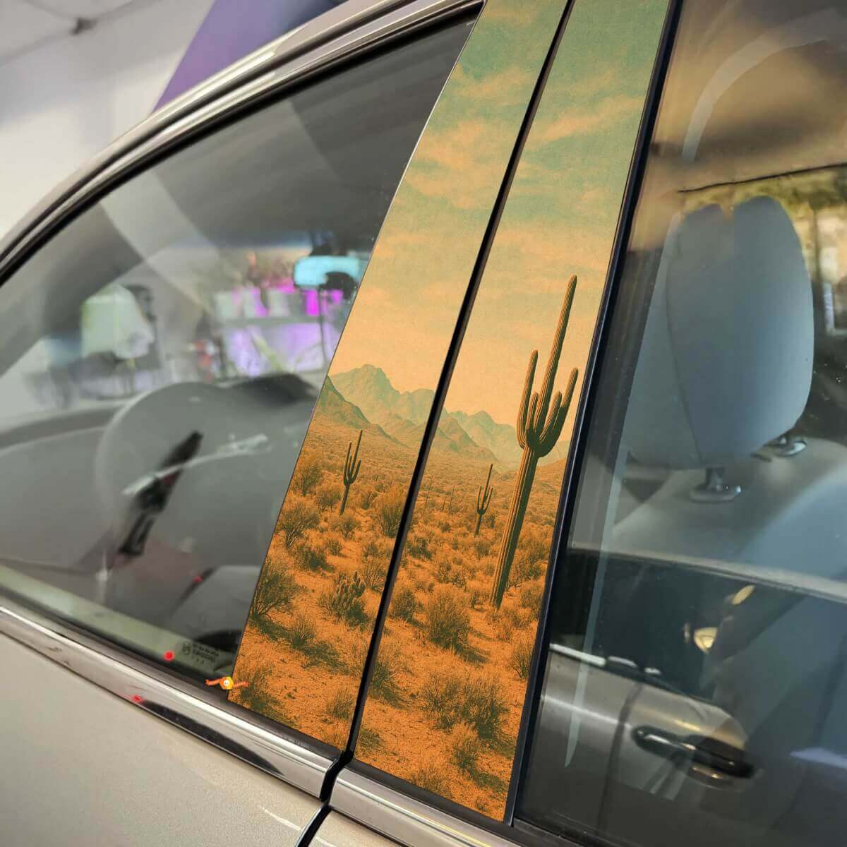 Vintage Desert Landscape Pillar Doors Vinyl Decal Sticker