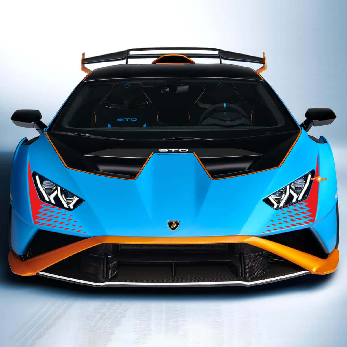 Checkered Graphics Racing Hood Vinyl Decal Sticker For Lamborghini Huracan STO