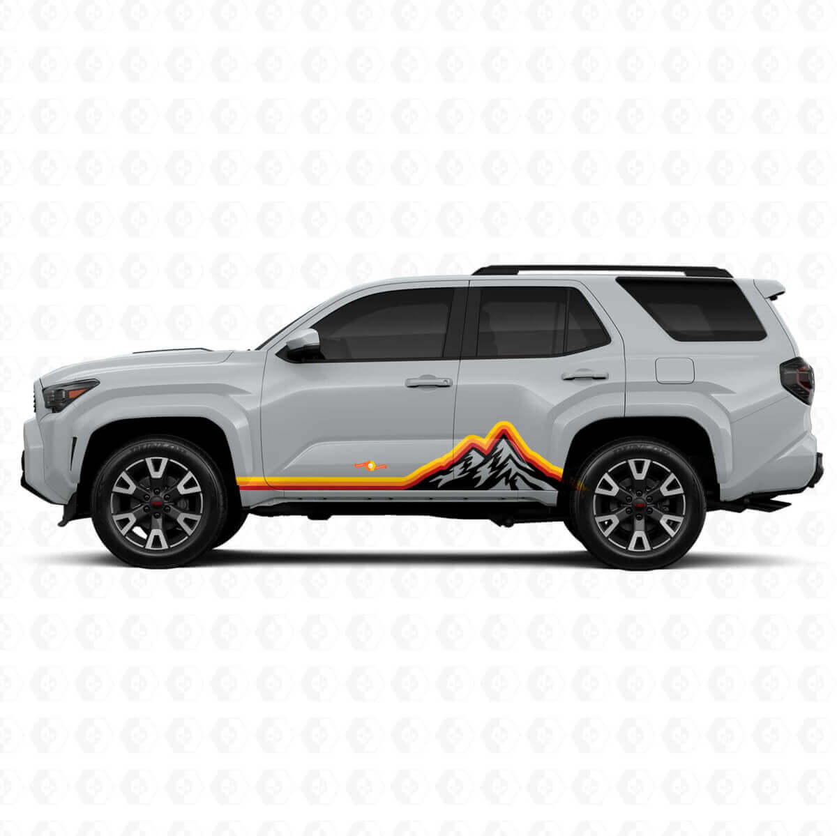 Mountains Vintage Style Stripes Graphic Rocker Panel Door Side Vinyl Stickers Decal For Toyota 4Runner 6th Gen