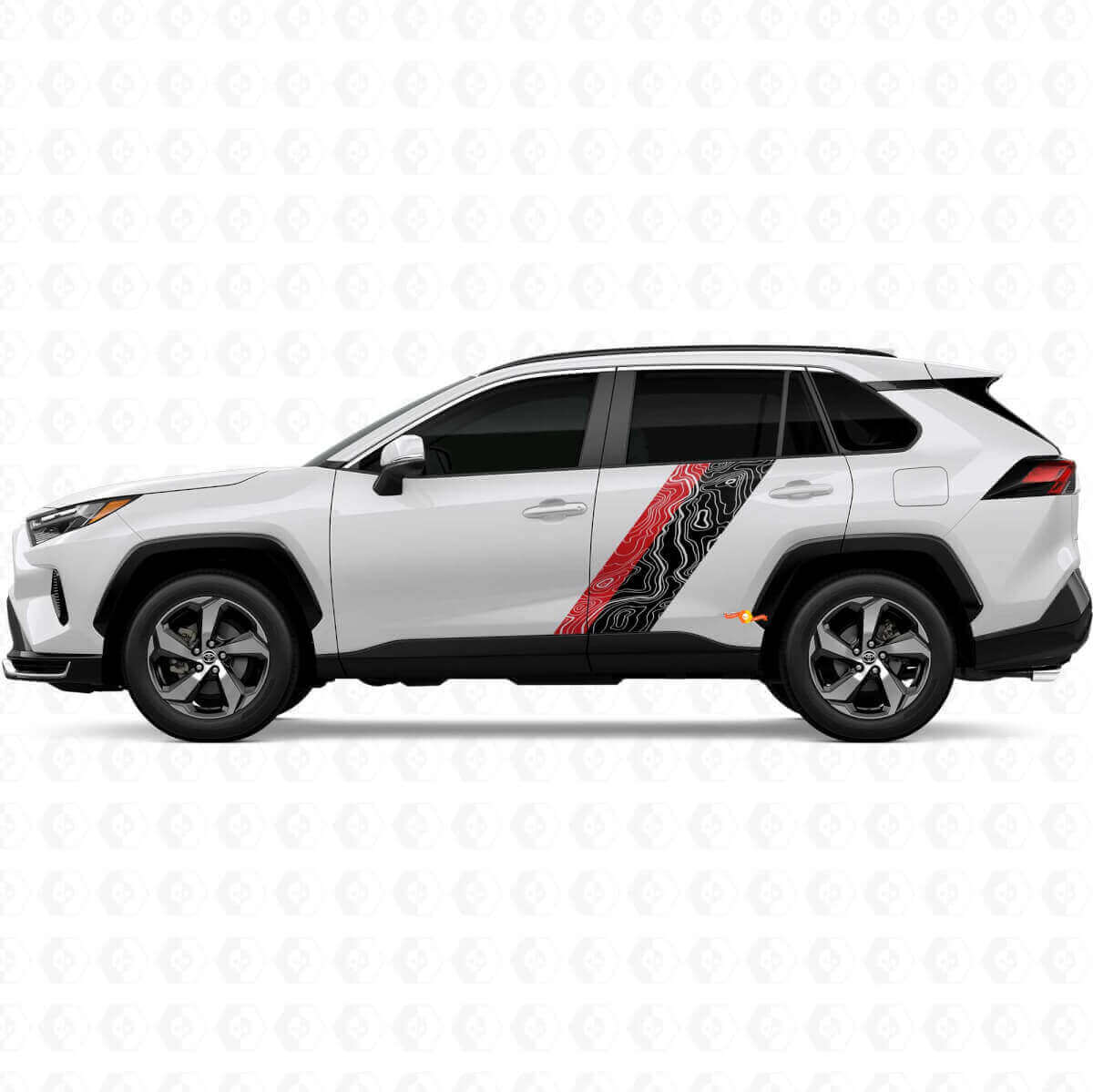 Topographic Map Style Door Side Stripes Vinyl Stickers Decal For Toyota RAV4 2025