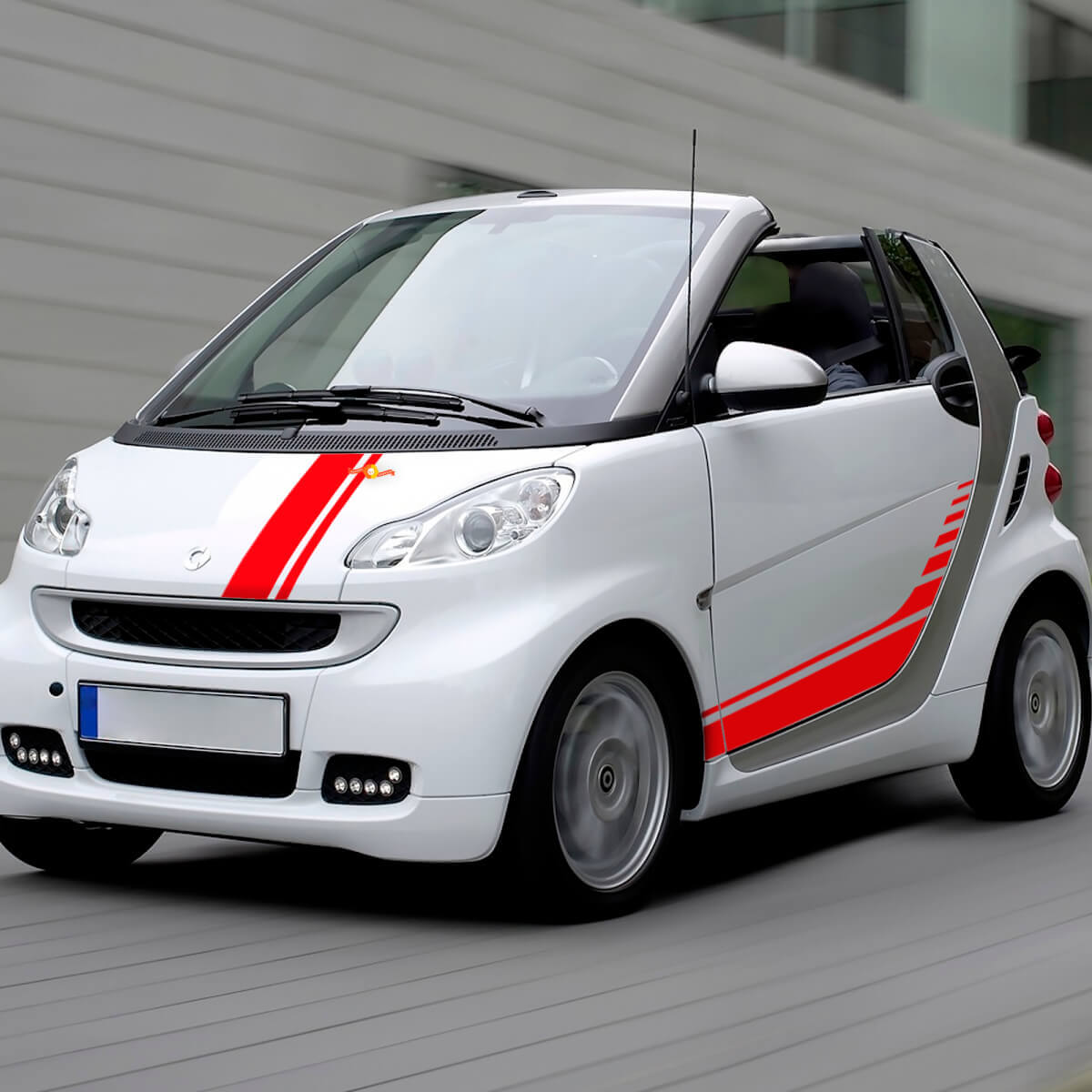 Racing Stripes Hood Side Vinyl Decal Sticker Kit For Smart 
