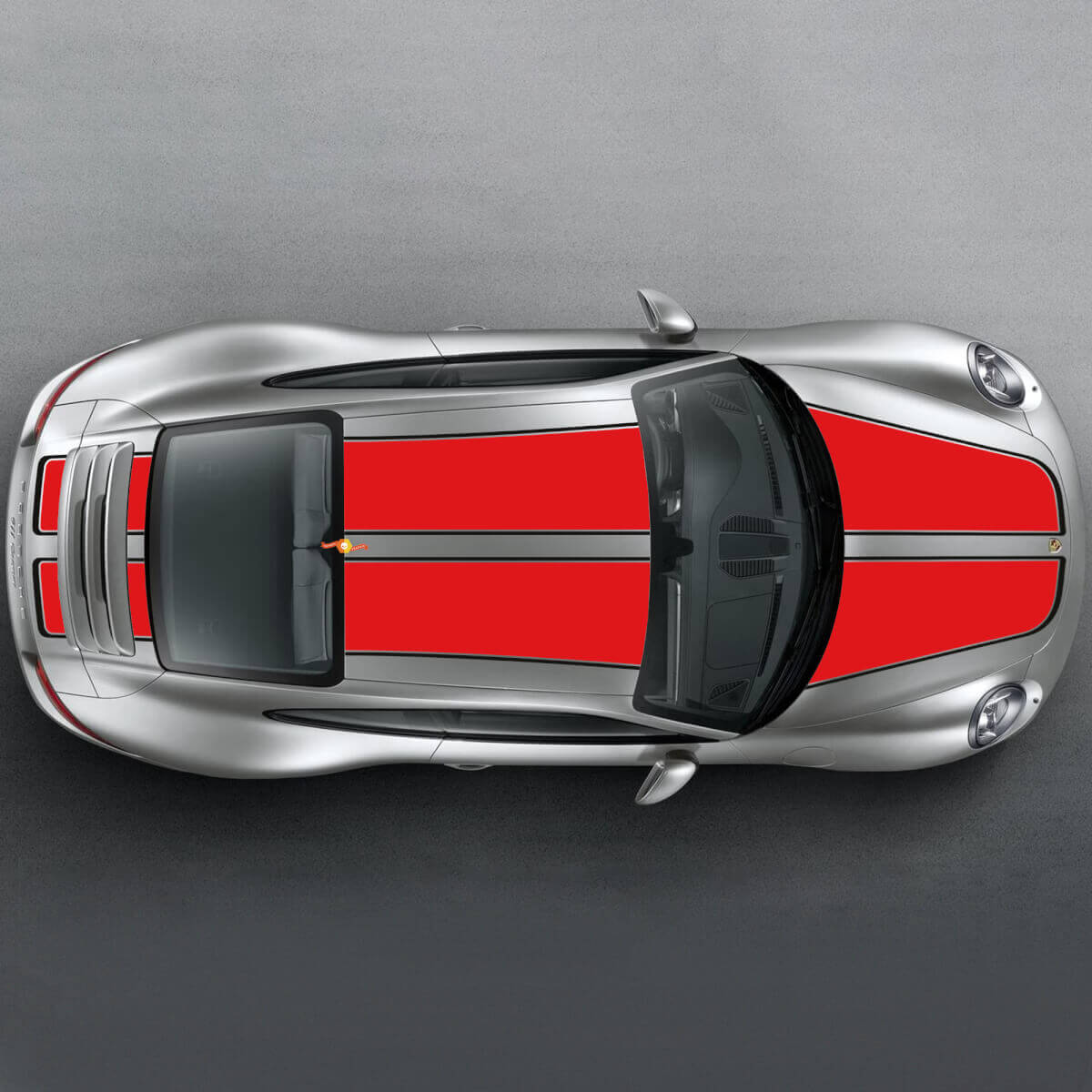 Wide Double Racing Stripes Hood Roof Trunk Vinyl Decal Kit For Porsche 911