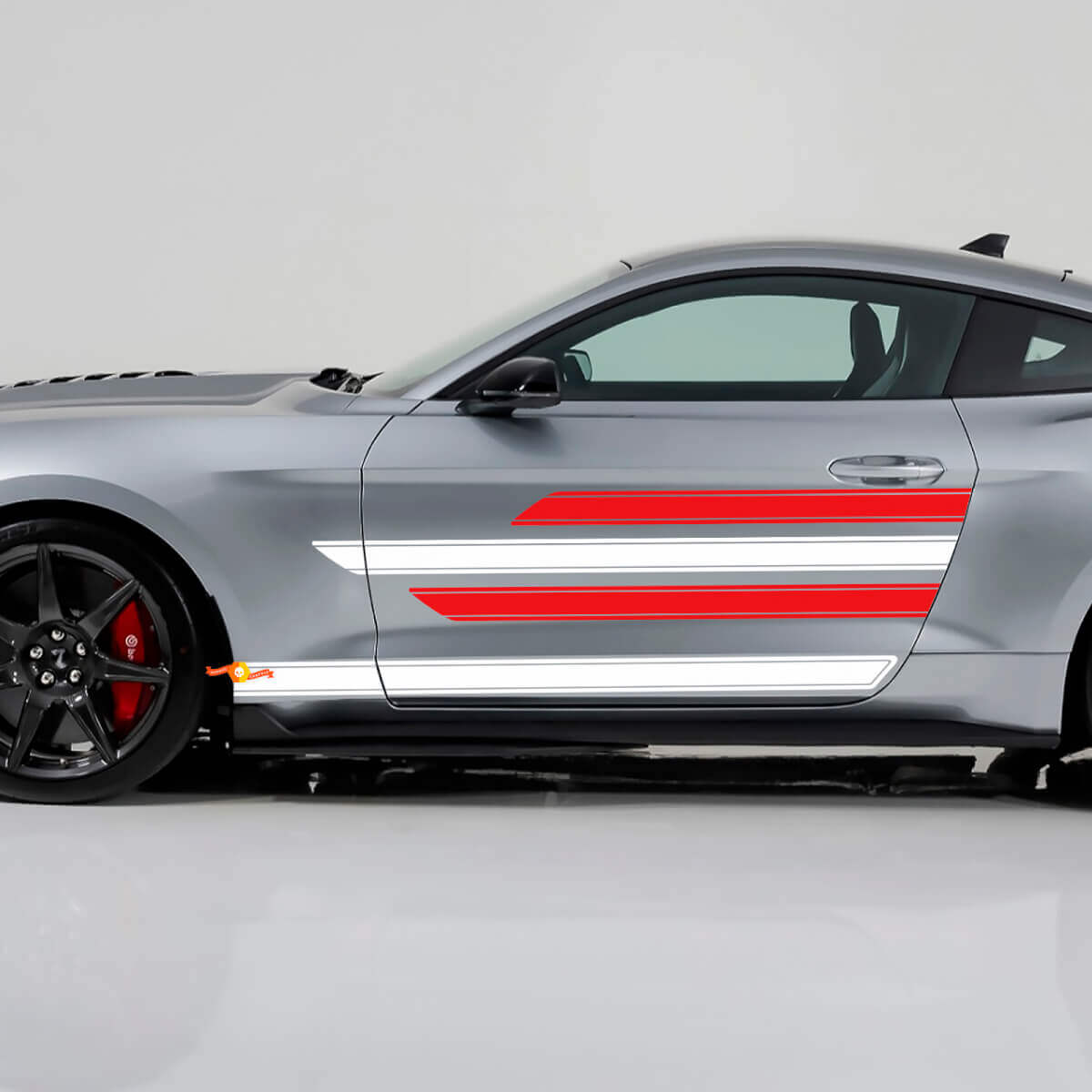 Smooth Sharp Stripes Threshold Doors Vinyl Decal for Ford Mustang Shelby Super Snake
