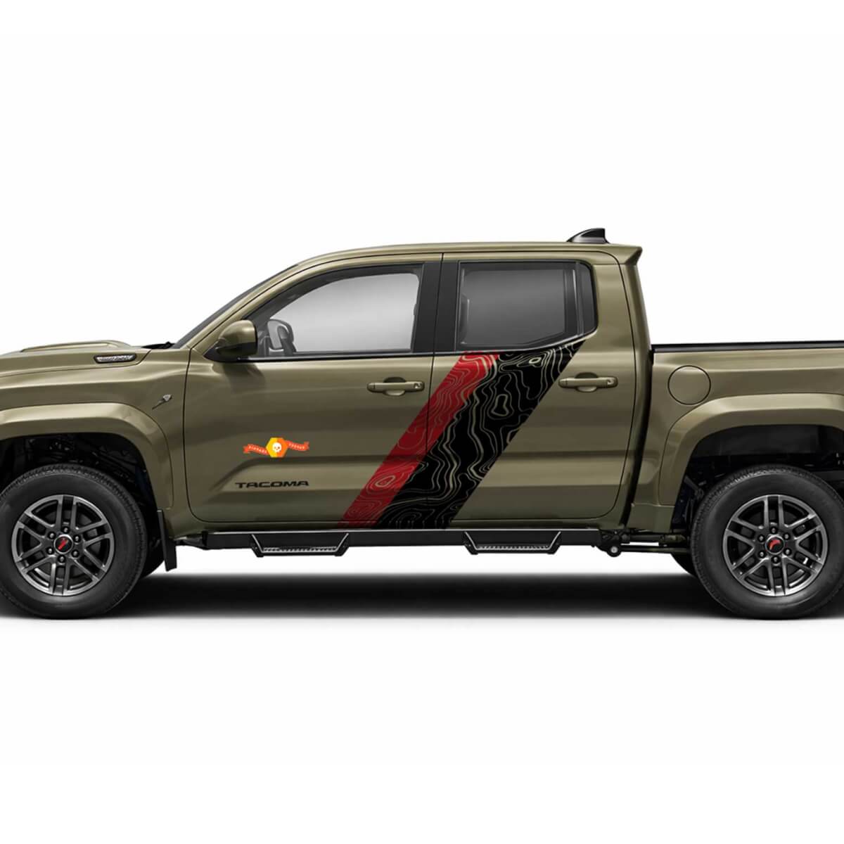 Topographic Map Style Twin Stripes Side Vinyl Stickers Decal For Tacoma 2023+