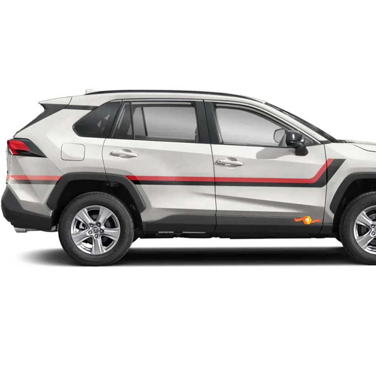 Twin Stripes Door Side Vinyl Stickers Decal For Toyota RAV4 2019-2025