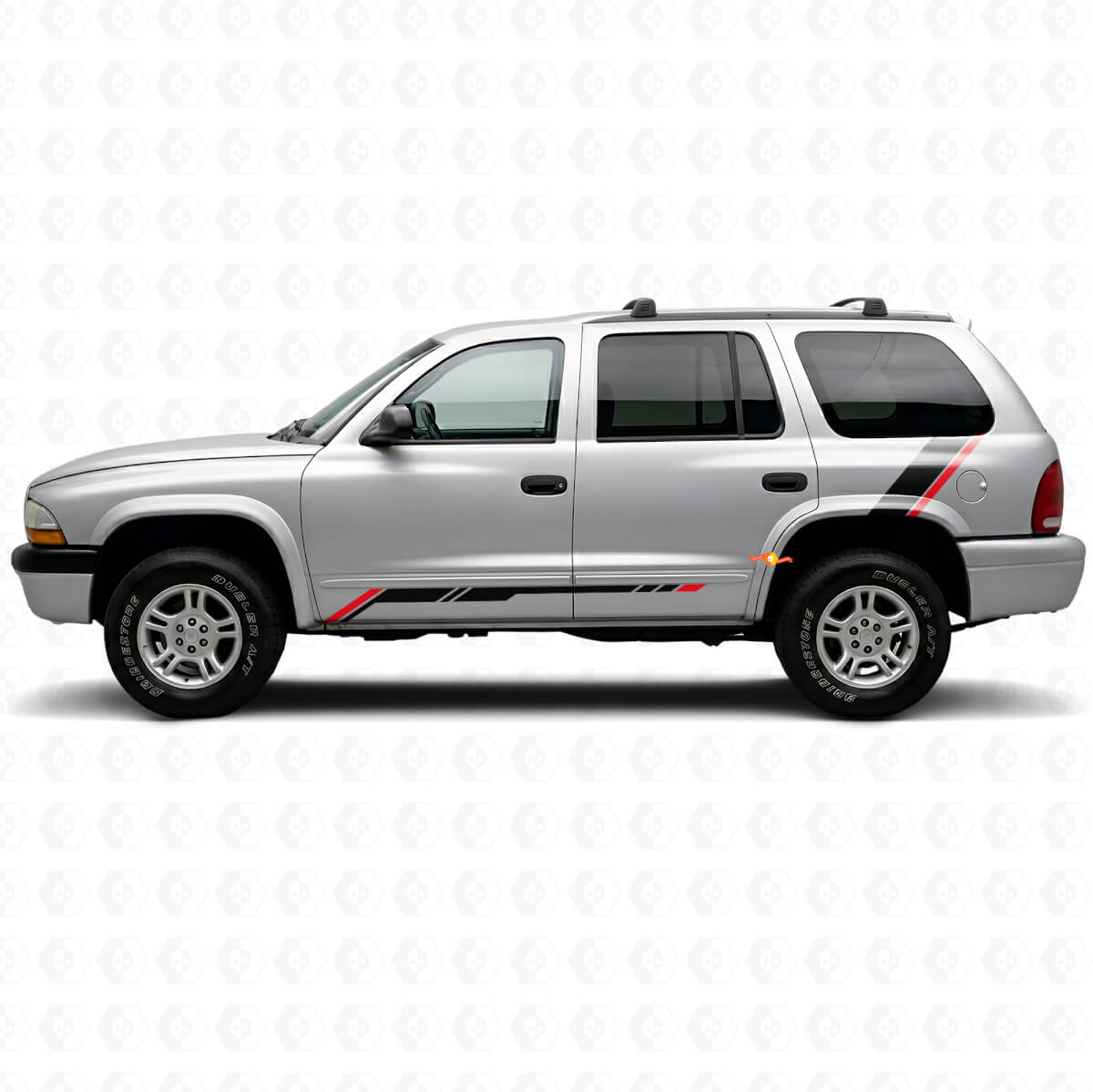 Checkered Stripes Rocker Panel Rear Side Vinyl Sticker Decal for Dodge Durango 1998-2003