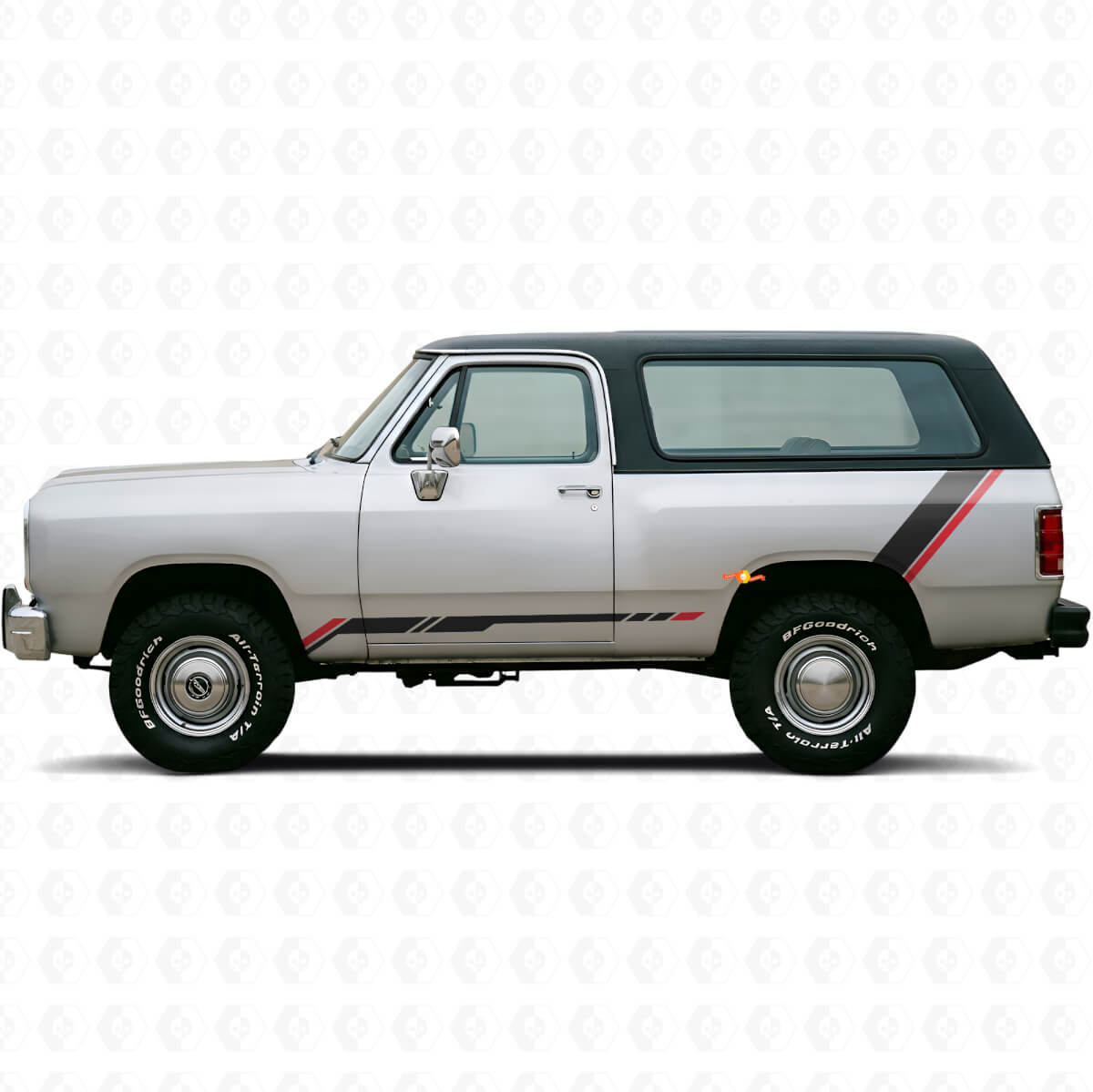 Twin Stripes Rocker Panel Rear Side Vinyl Sticker Decal for Dodge Ramcharger 1974-1993