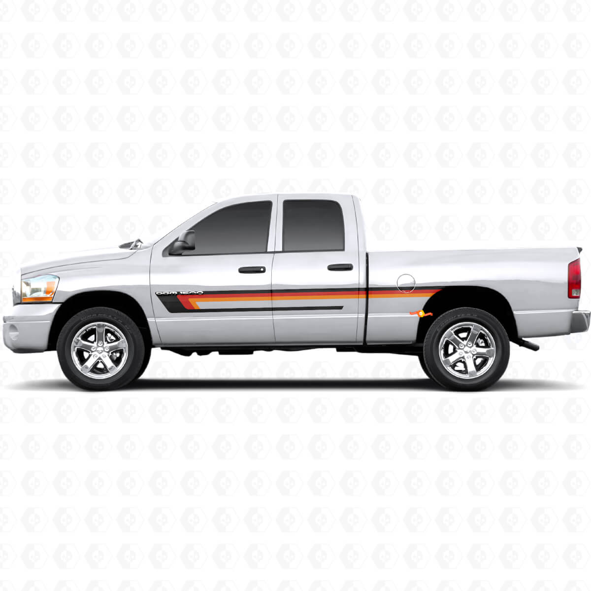 Triple Stripe Door Side Vinyl Decal for Dodge Ram 1500 2002-2008