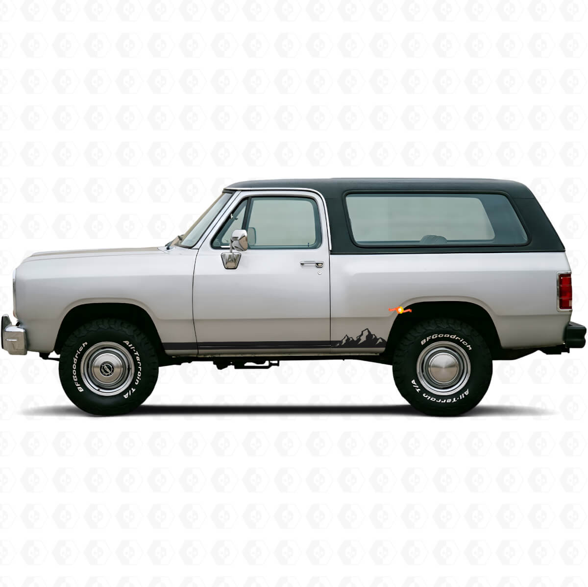 Mountains Thin Stripes Rocker Panel Vinyl Decal for Dodge Ramcharger 1974-1993