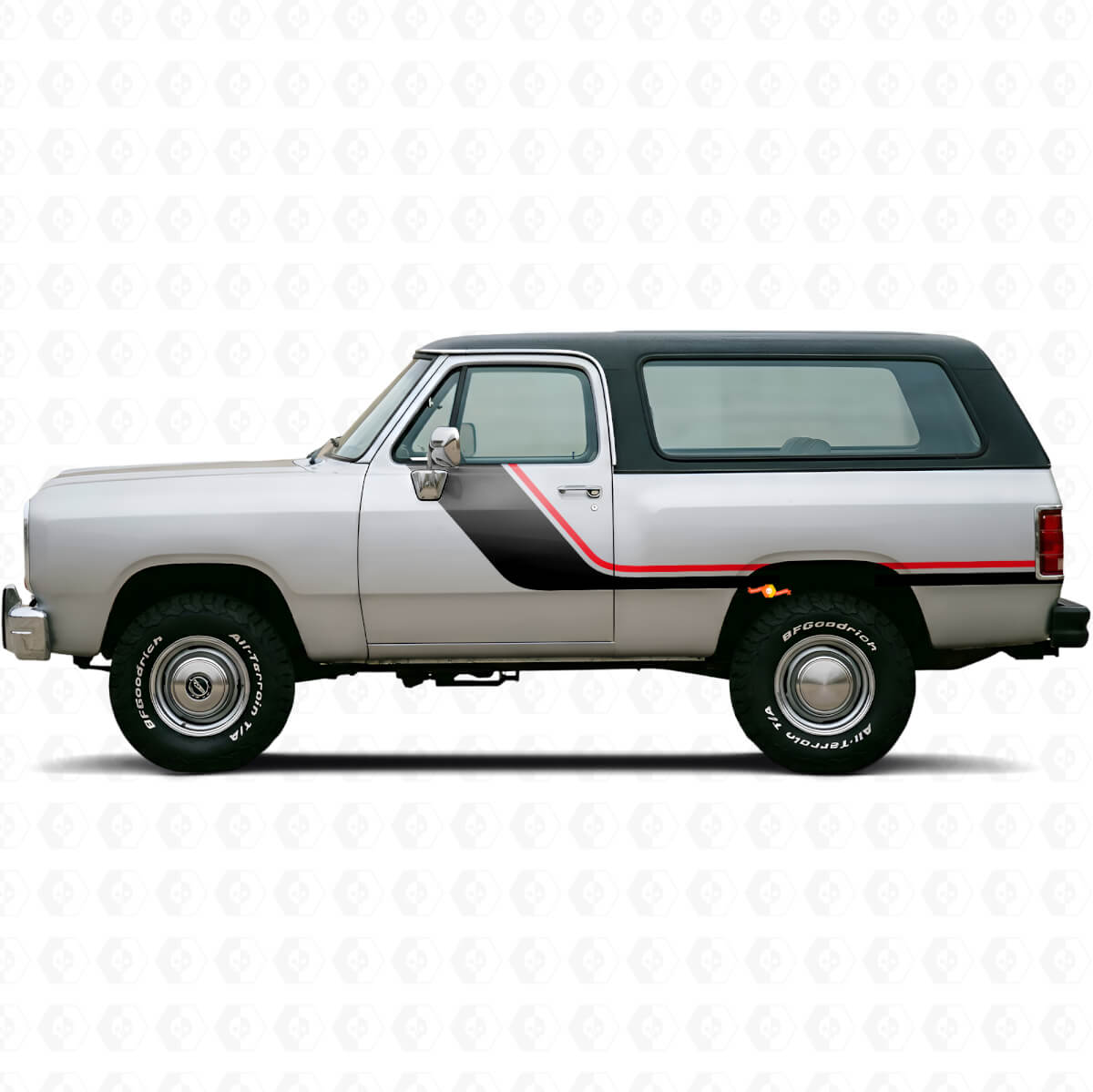 Twin Stripes Door Side Vinyl Decal Kit for Dodge Ramcharger 1974-1993