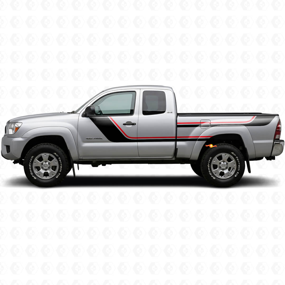 Twin Stripes Door and Rear Side Vinyl Decal Kit for Toyota Tacoma 2004-2015