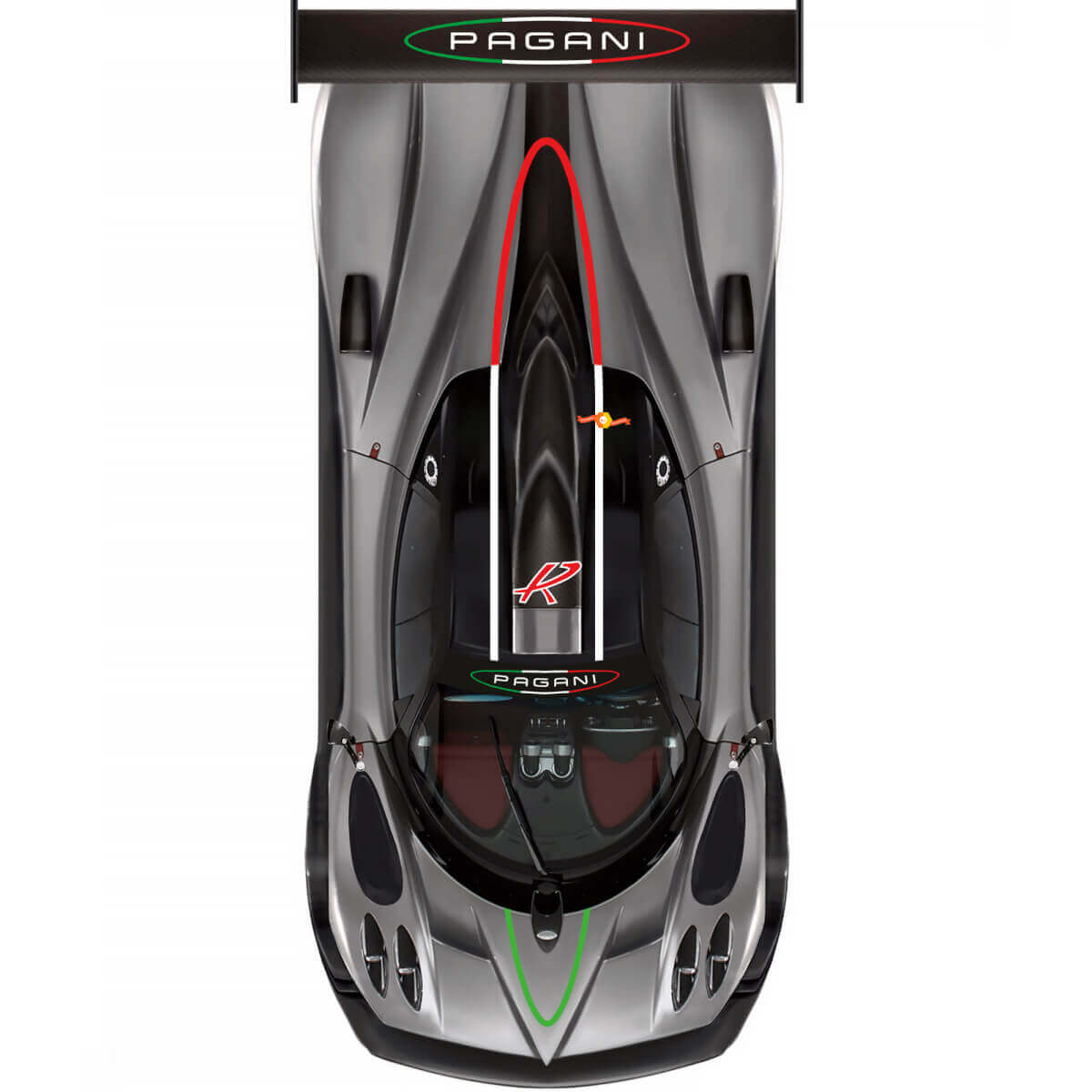 Italian Style Lettering Hood Roof Side Vinyl Decal for Pagani Zonda R