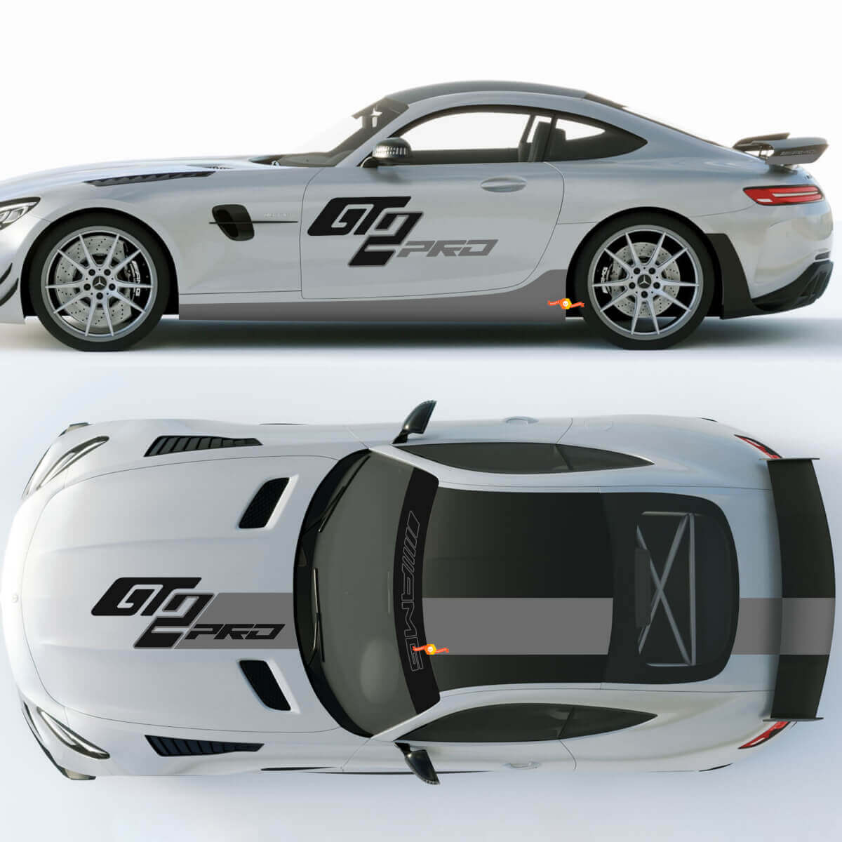 Racing GT2 Pro Side Hood Roof Trunk Vinyl Decal Kit For Mercedes AMG GT