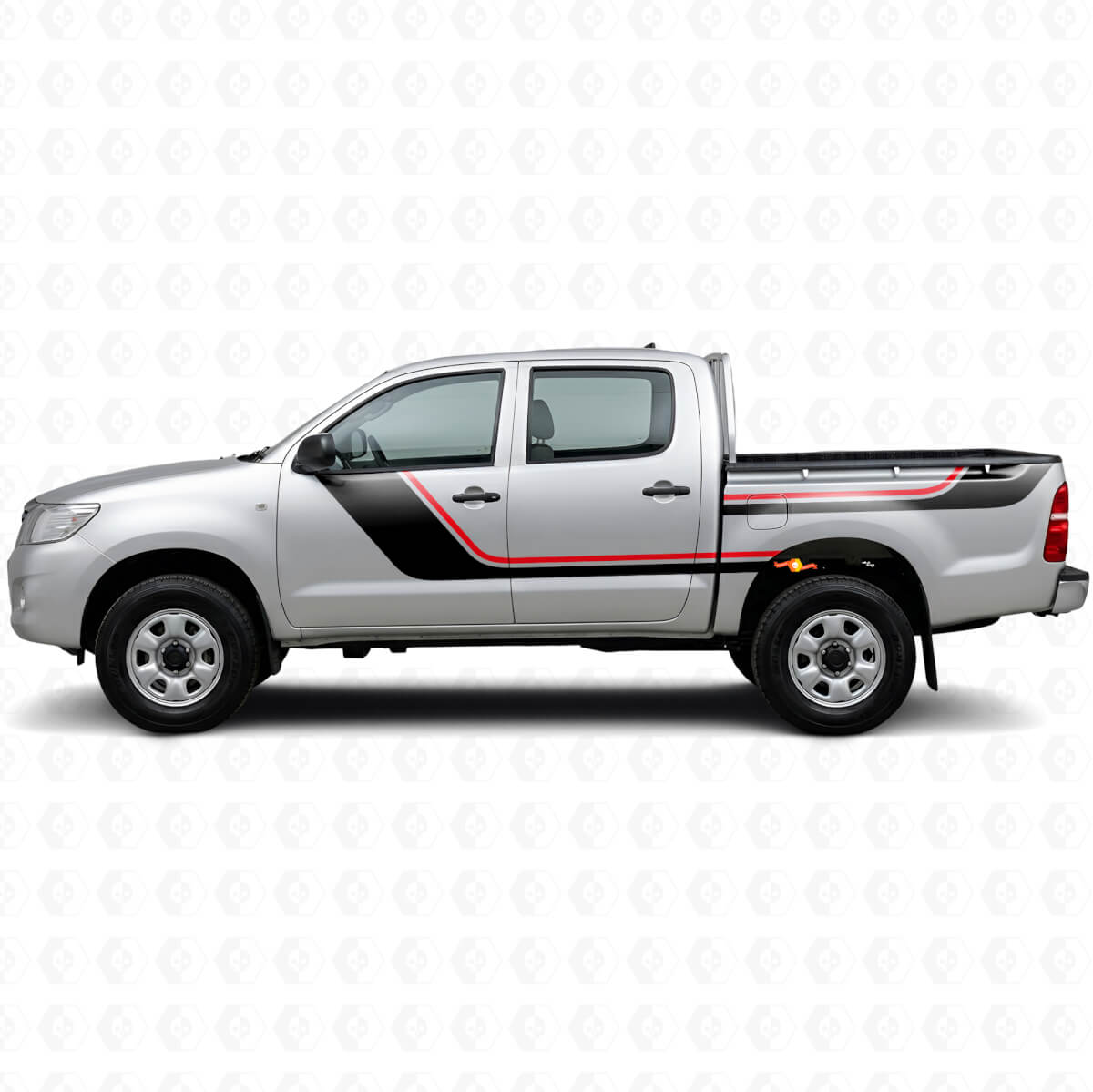 Twin Stripes Door and Rear Side Vinyl Decal Kit for Toyota Hilux 2004-2015