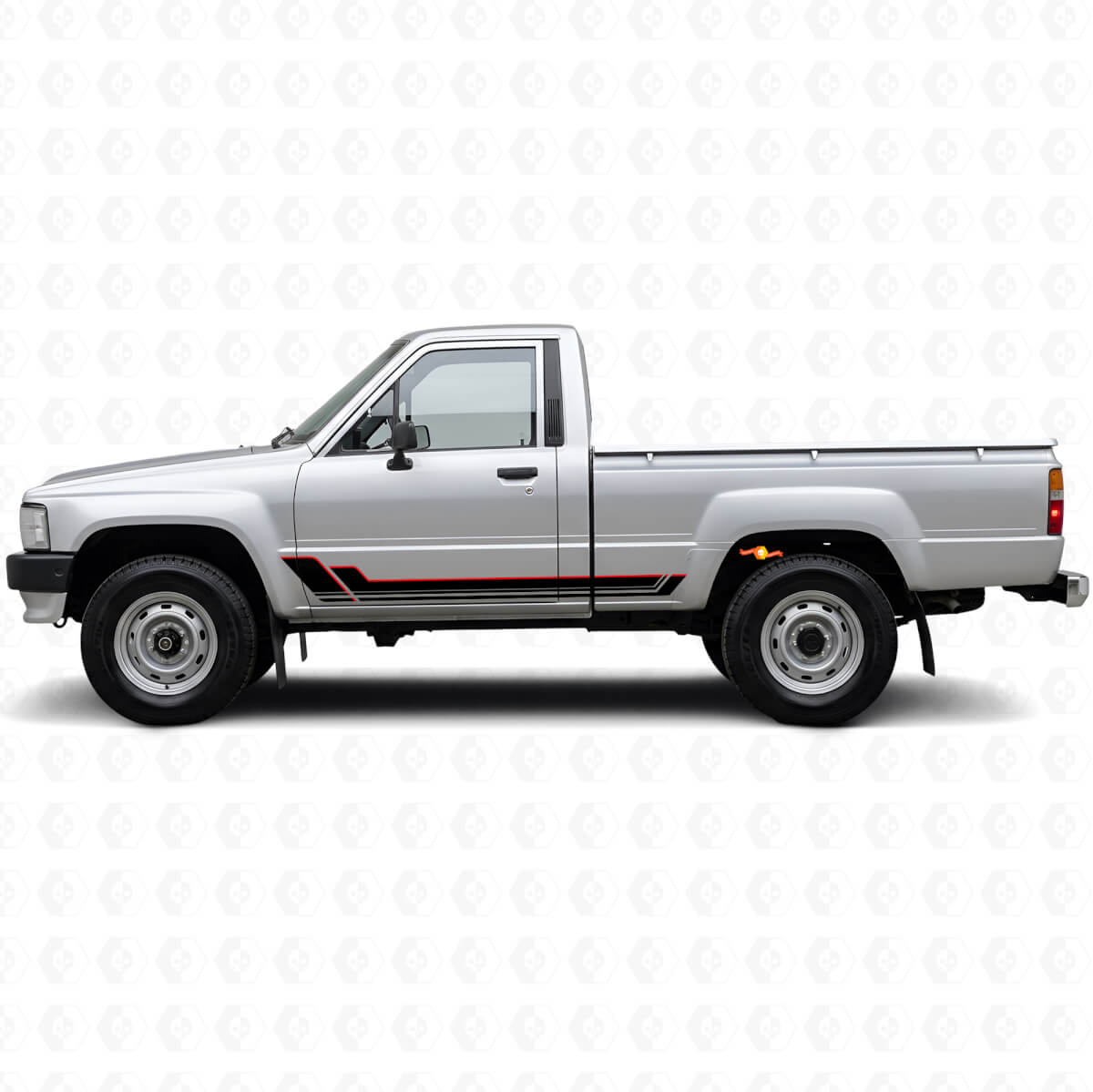 Twin Stripes Rocker Panel Vinyl Decal Kit for Toyota Hilux 1983-1988