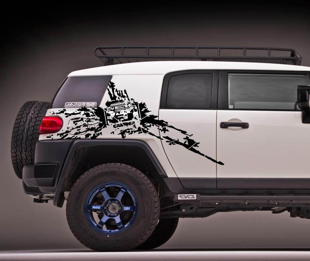 Mud Splash Rear Side Vinyl Decal Kit for Toyota FJ Cruiser