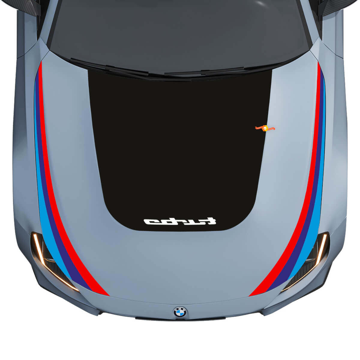 Blackout Turbo and M Performance Stripes Hood Vinyl Decal for BMW M2 G87