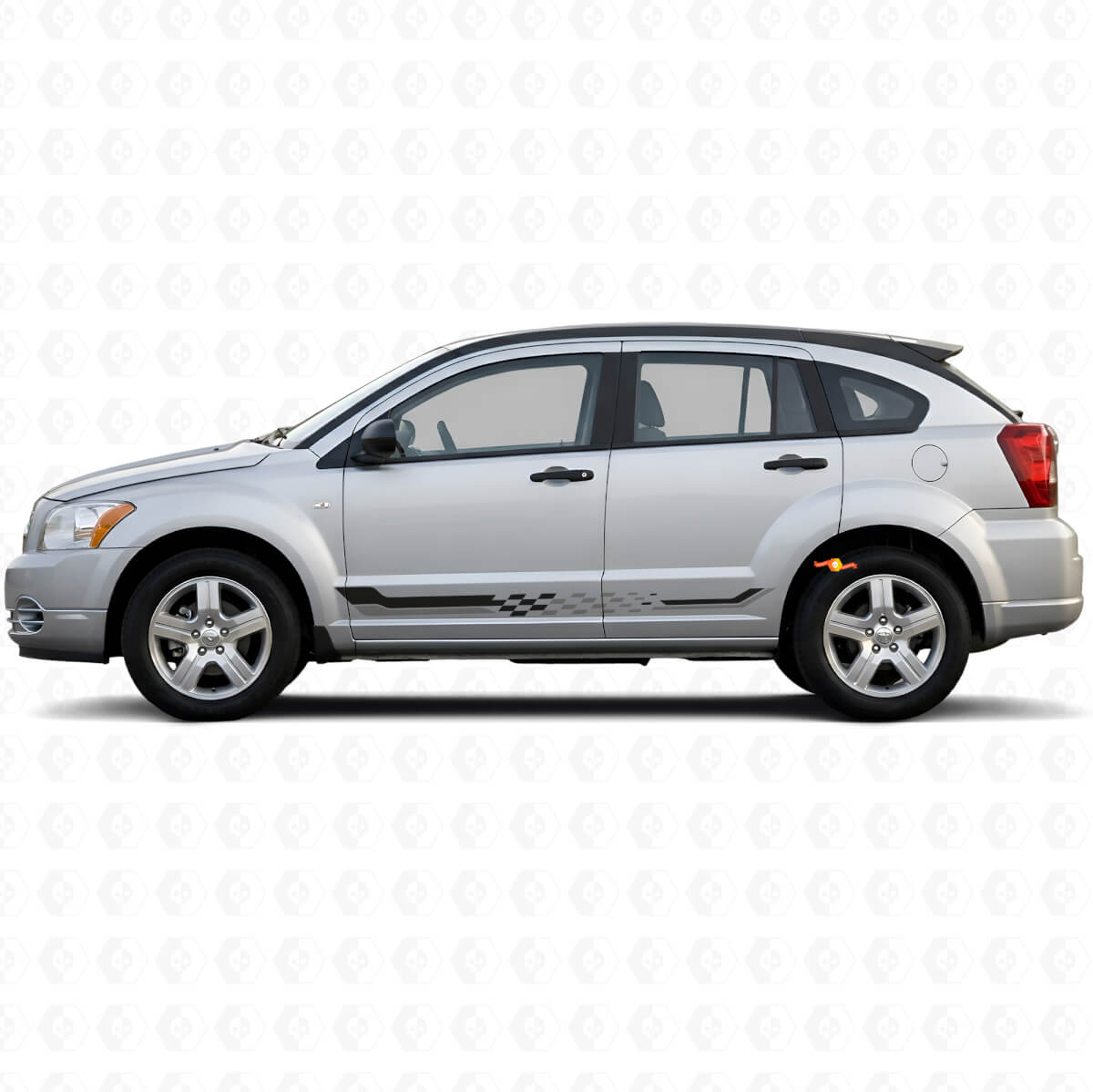 Checkered Flag Side Stripes Vinyl Decal for Dodge Caliber 2007-2012