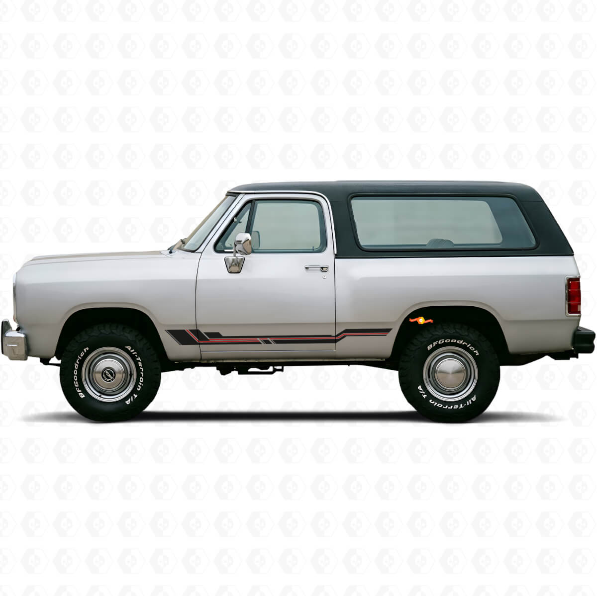 Curved Stripes Rocker Panel Vinyl Decal for Dodge Ramcharger 1974-1993