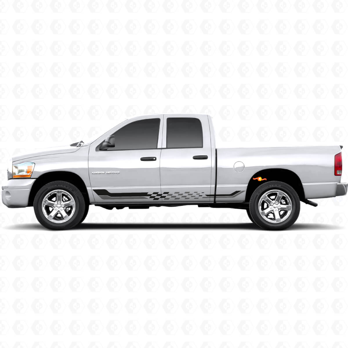 Checkered Flag Side Stripes Vinyl Decal for Dodge Ram 1500 2002-2008