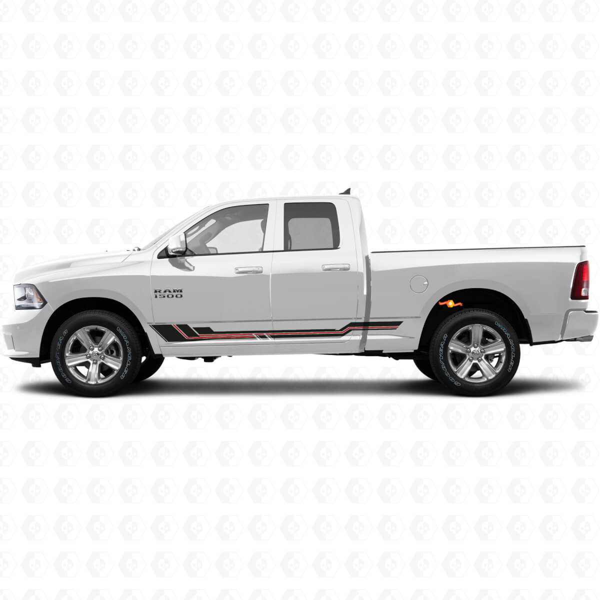 Curved Stripes Rocker Panel Vinyl Decal for Dodge Ram 1500 2011-2018